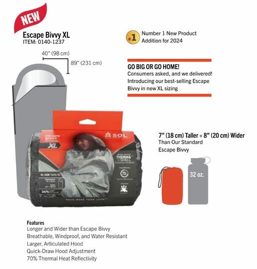 SOL SURVIVE OUTDOORS LONGER Escape™ Bivvy XL 加大露宿袋附帽兜-灰