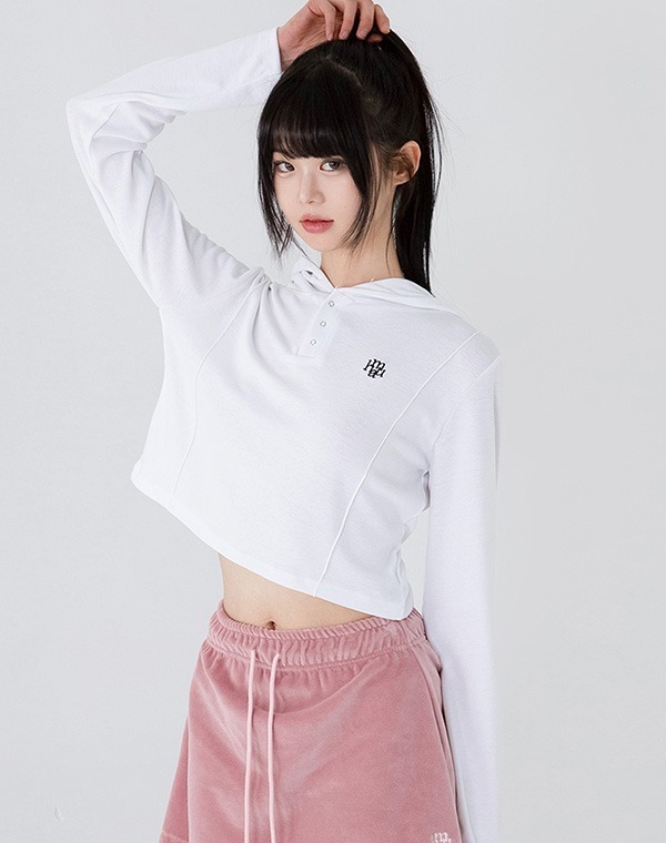 預訂｜MUAHMUAH STITCH LINE CROP HOODIE