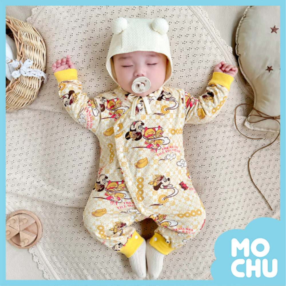 富貴米奇斜釦連身衣