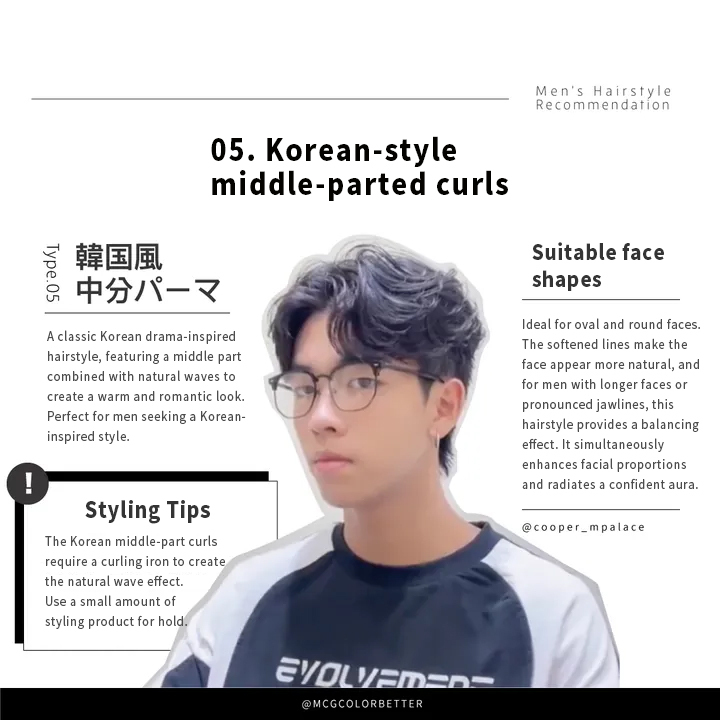 Korean-style middle-parted curls