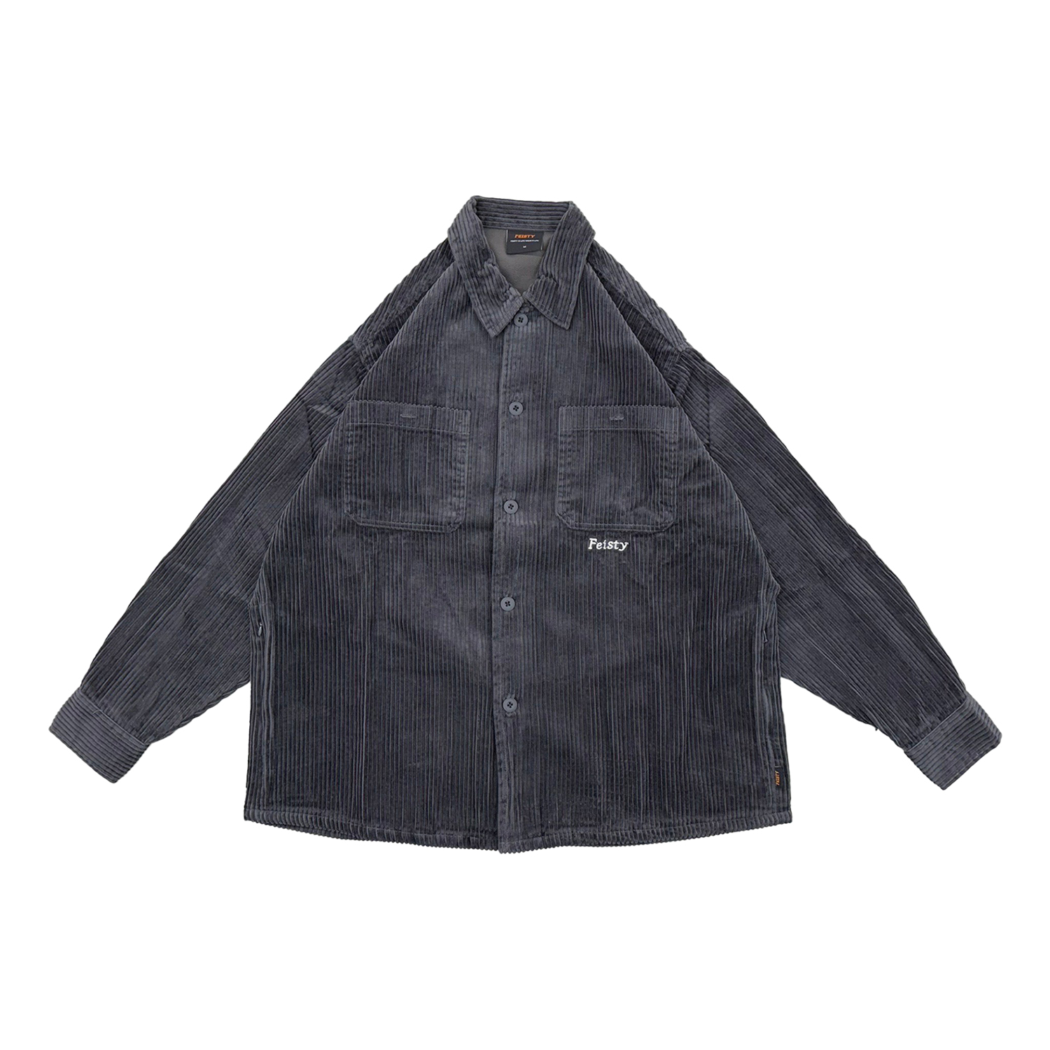 FEISTY LOGO CORDUROY SHIRT 電繡燈芯絨長袖襯衫 灰色 FS-US24-36 [台灣現貨]
