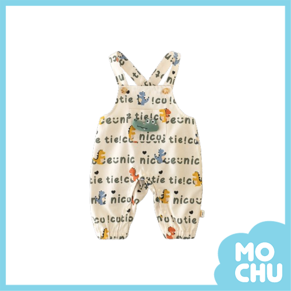 滿印字母恐龍吊帶褲