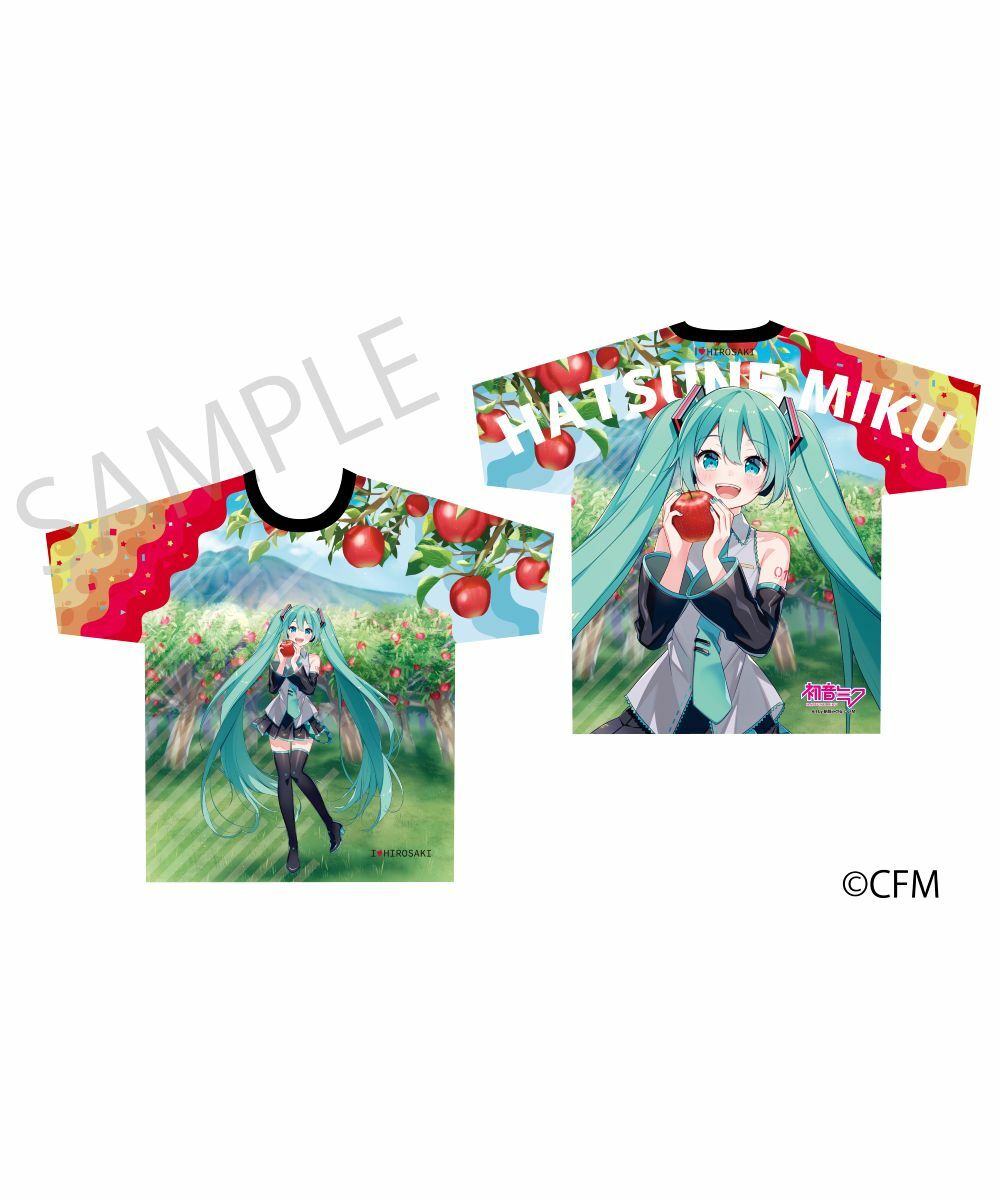 預購-「初音未來×弘前蘋果」全彩痛T恤 Art by 朝顔みのる【日本進口精品】