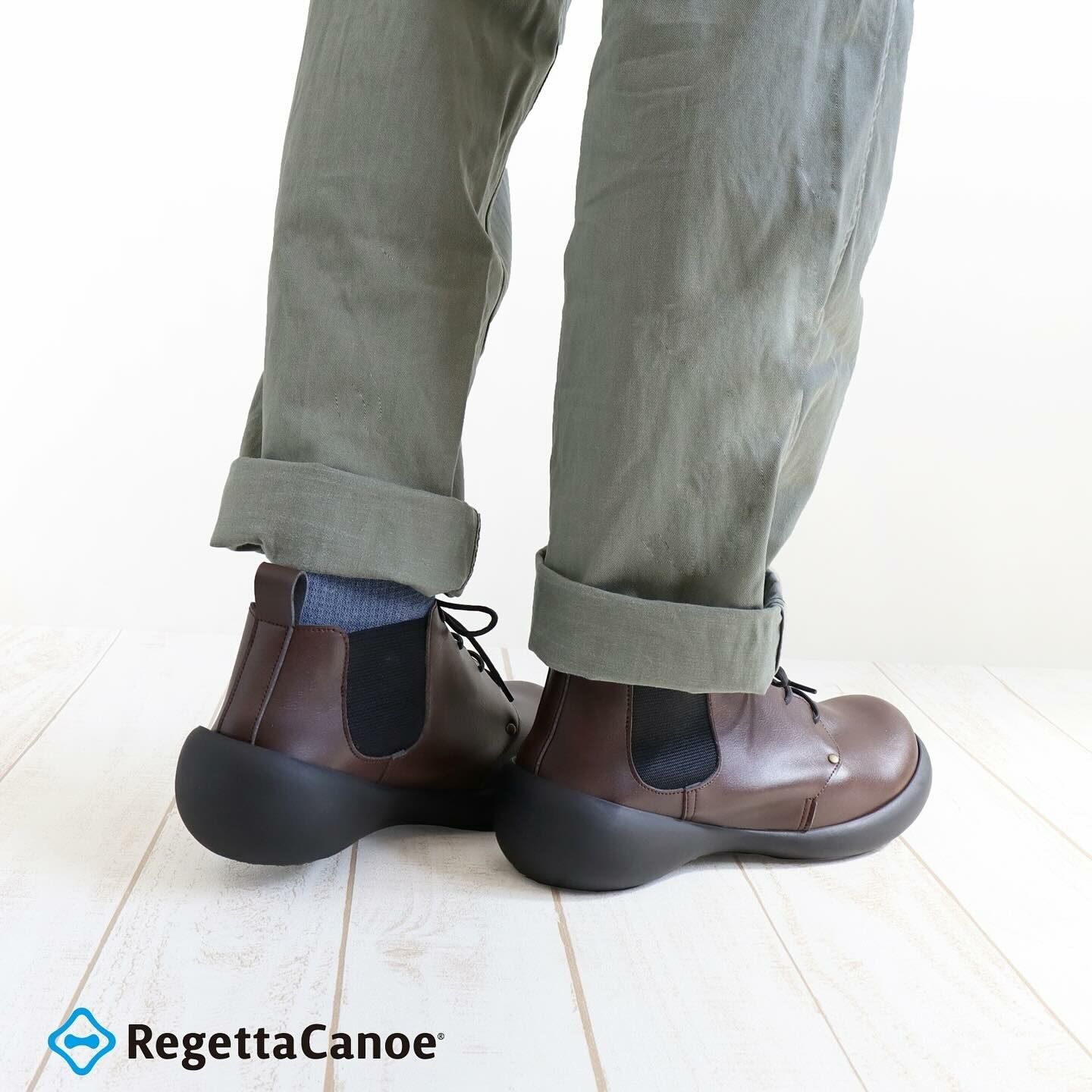 大阪樂步健康鞋 RegettaCanoe-側鬆緊繫帶低筒鞋 CJFS6927 (DBR-深咖色)