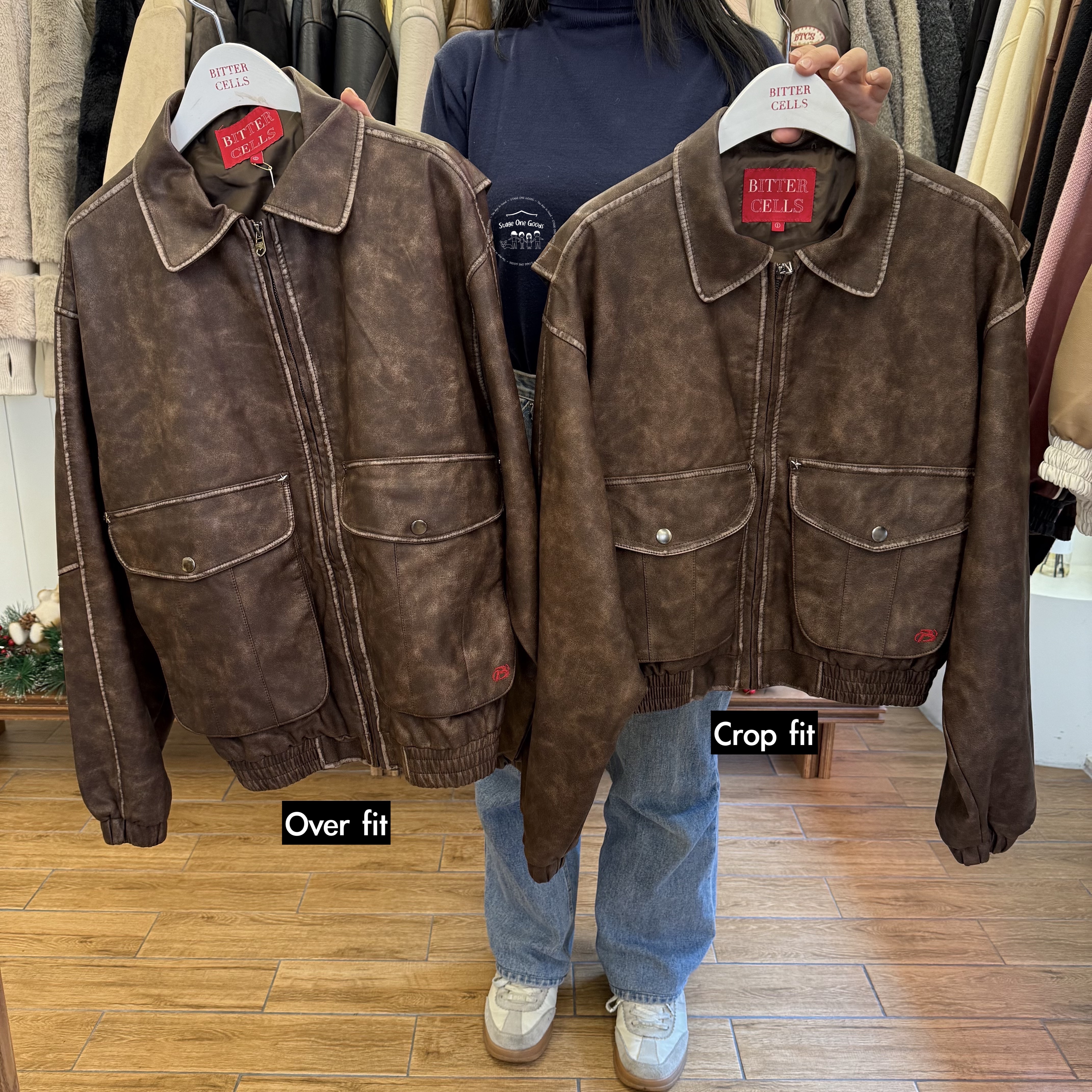 BITTER CELLS Star Leather Jacket(Washed)(Overfit)