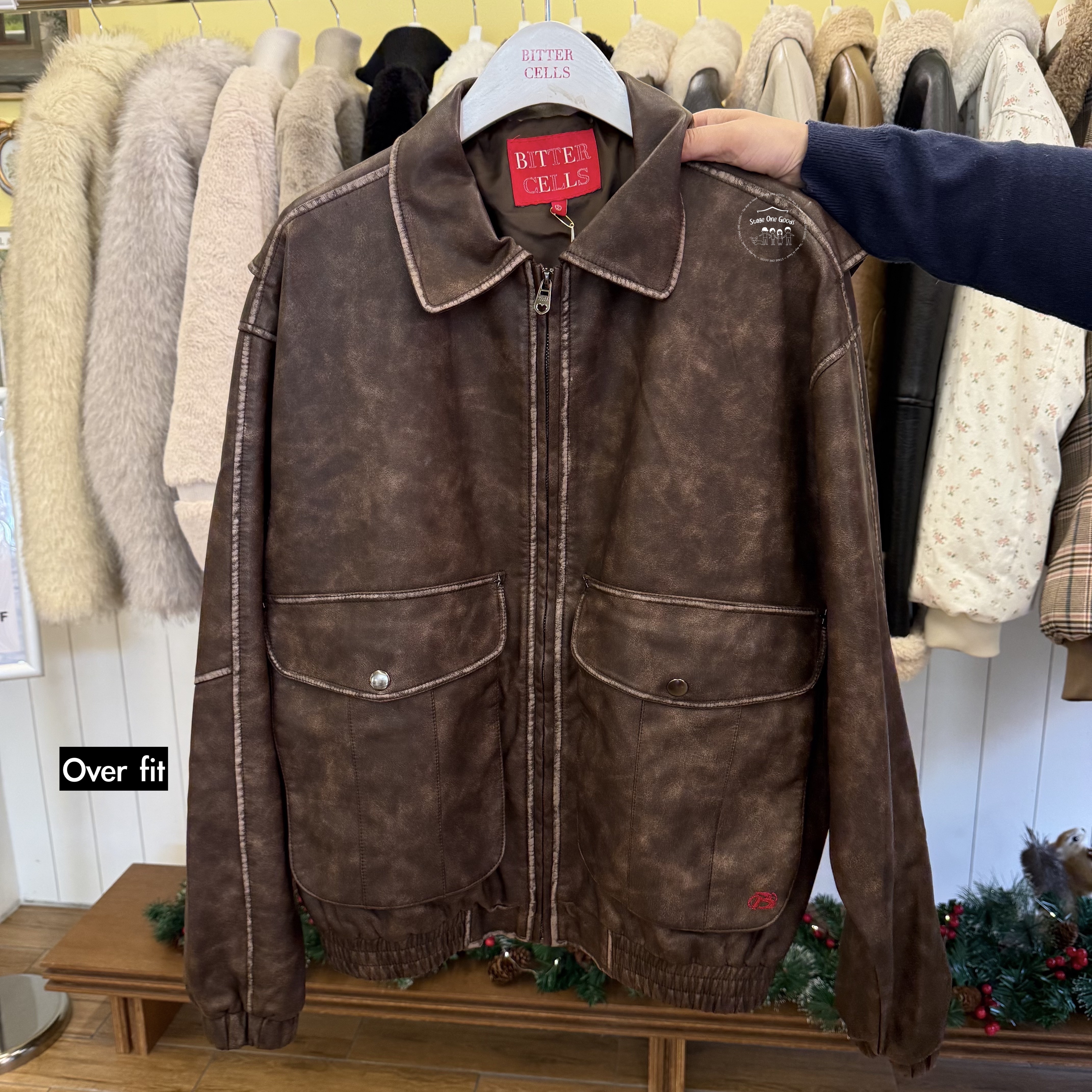 ◆BITTER CELLS◆Star Leather Jacket (Washed) (Crop Fit) MUSINSA | BITTERCELLS Star Leather Jacket (Washed) (Crop Fit