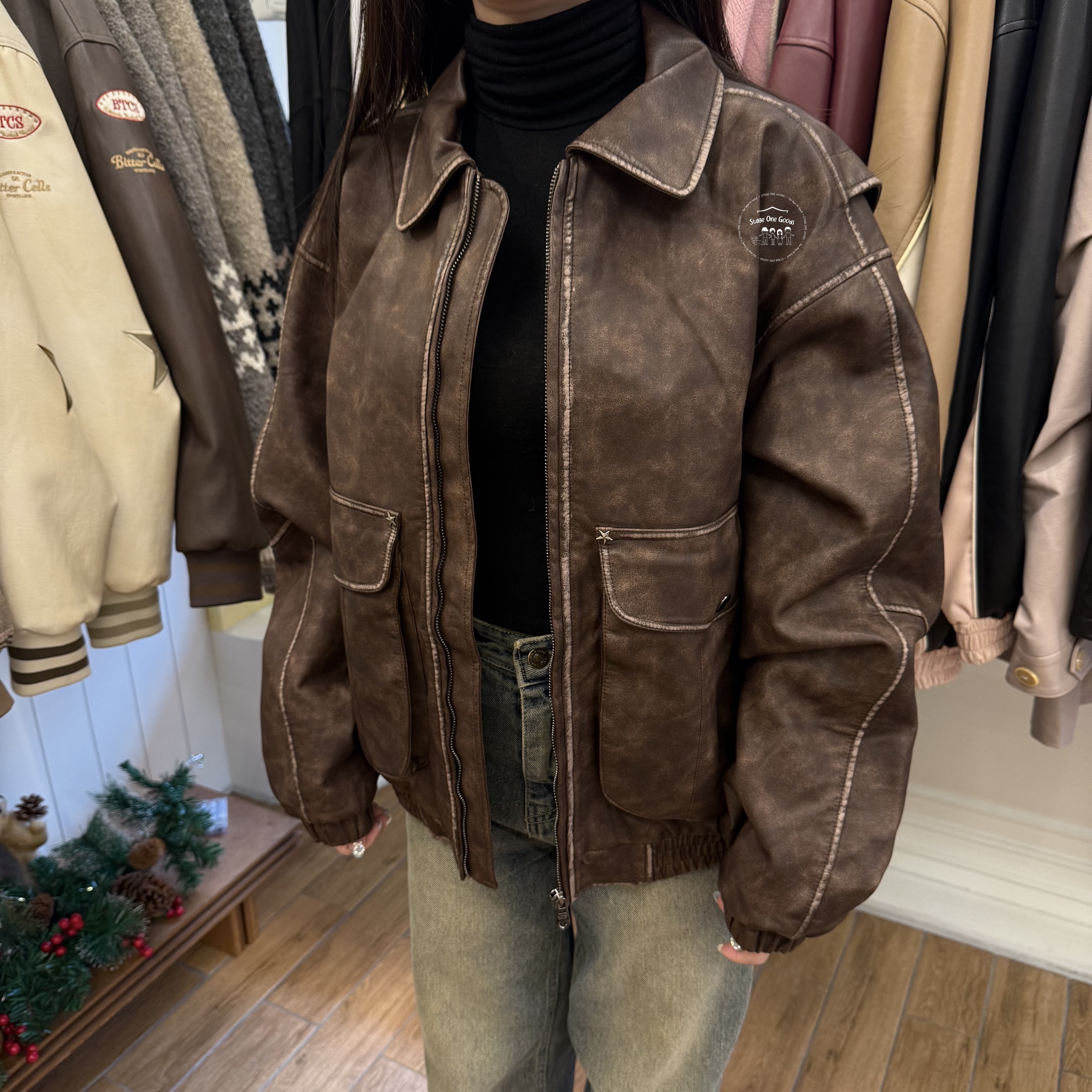 【BITTER CELLS】 Crush Washed Leather Jacket / 追跡付 OUTER - 비터셀즈(bittercells)