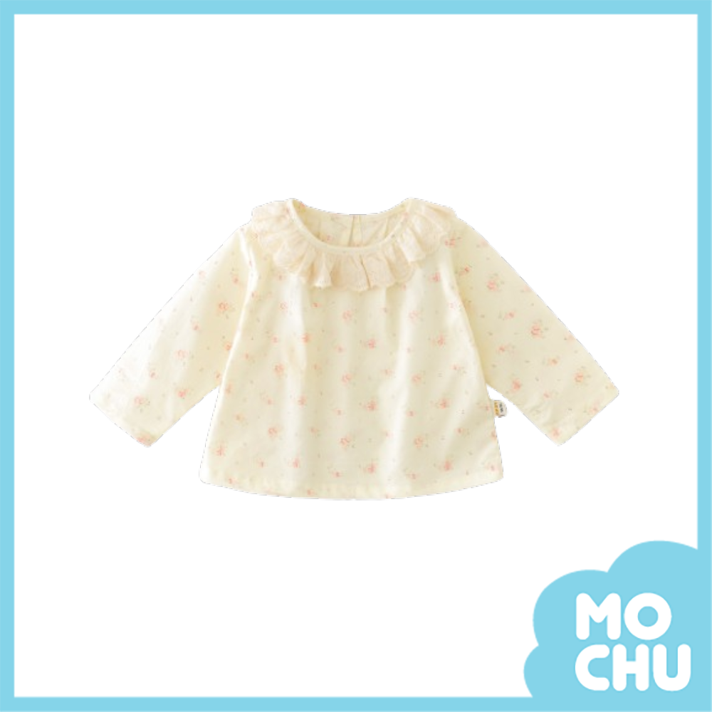 碎花蕾絲領長袖上衣