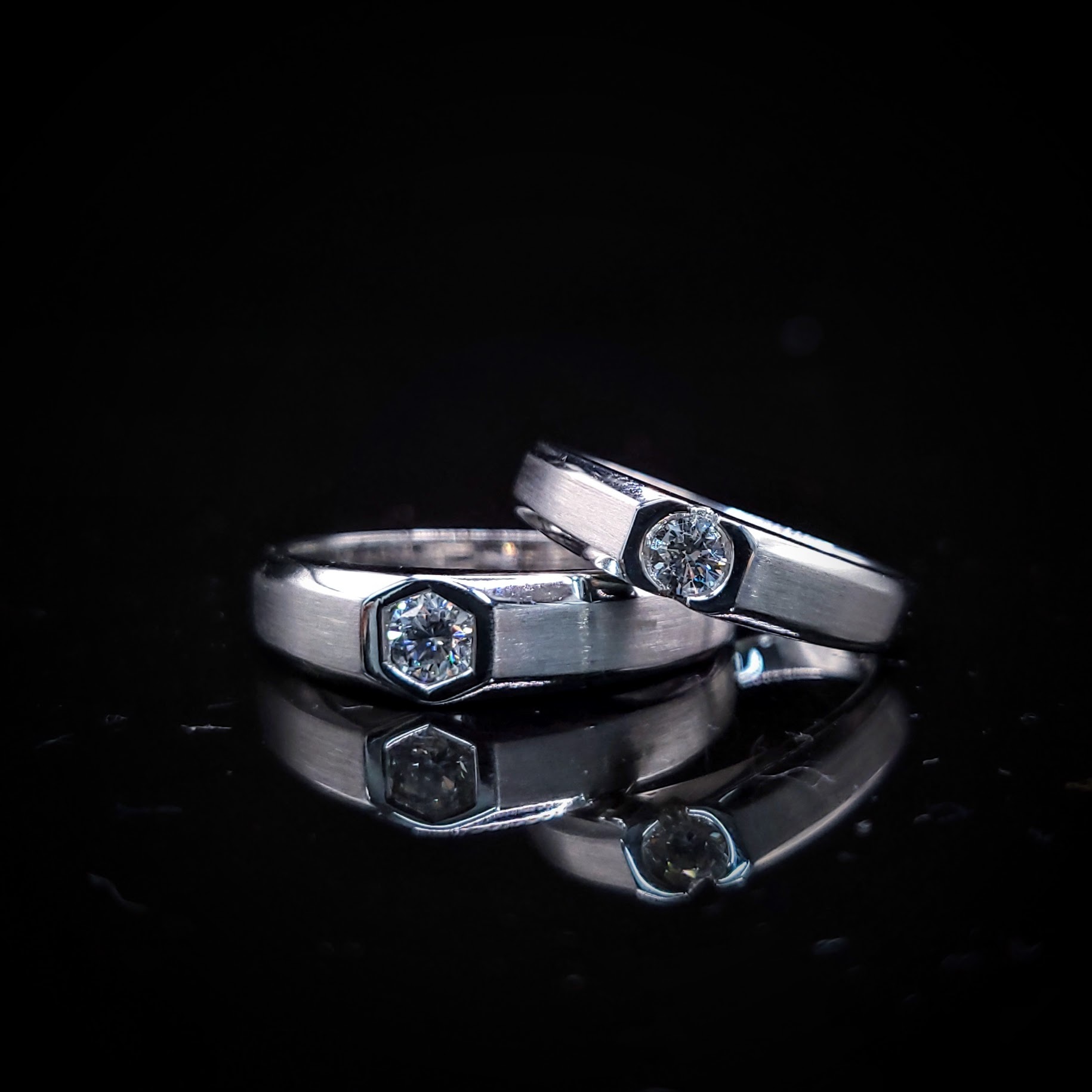 18K White Gold 0.34ct Diamond Wedding Rings