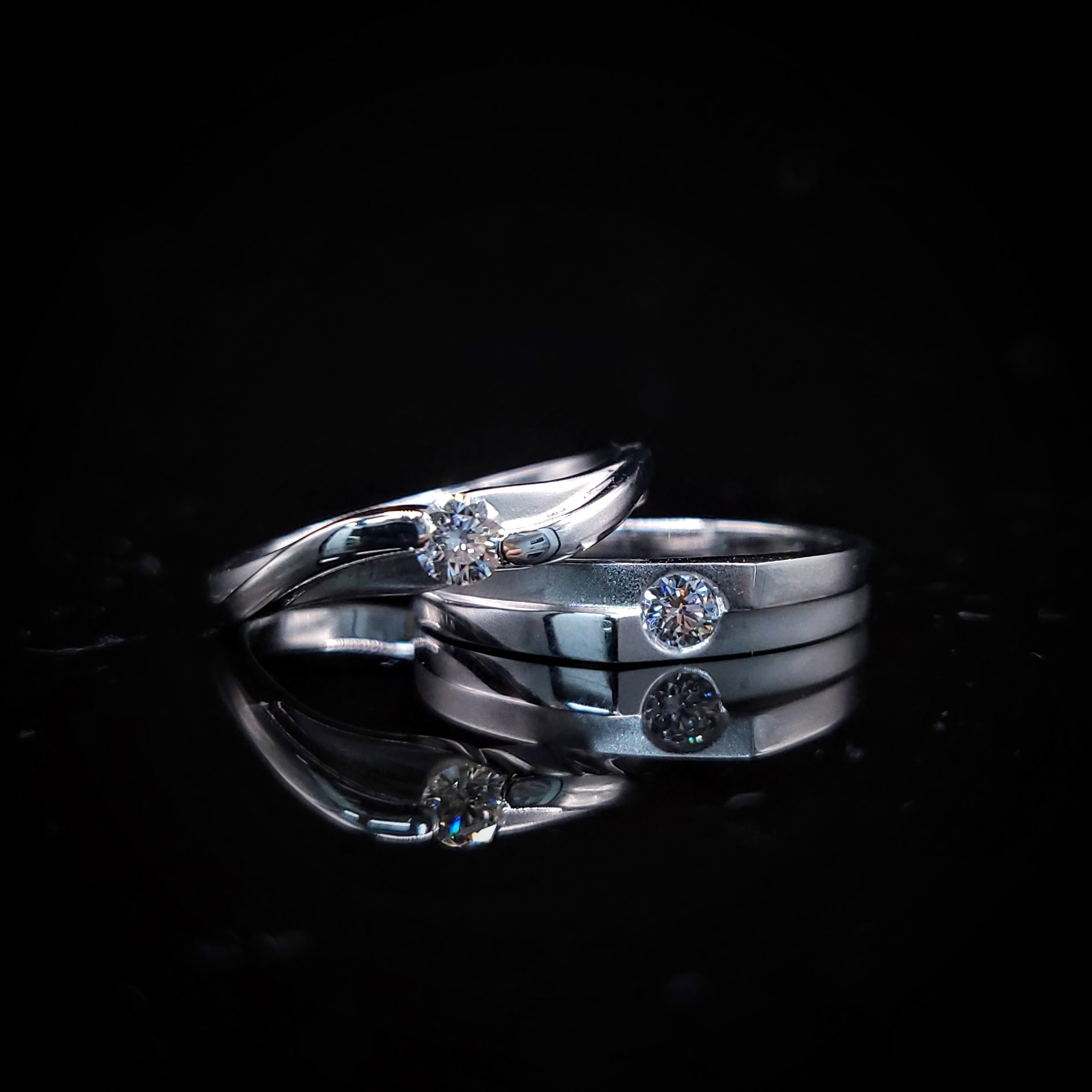 18K White Gold 0.243ct Diamond Wedding Rings