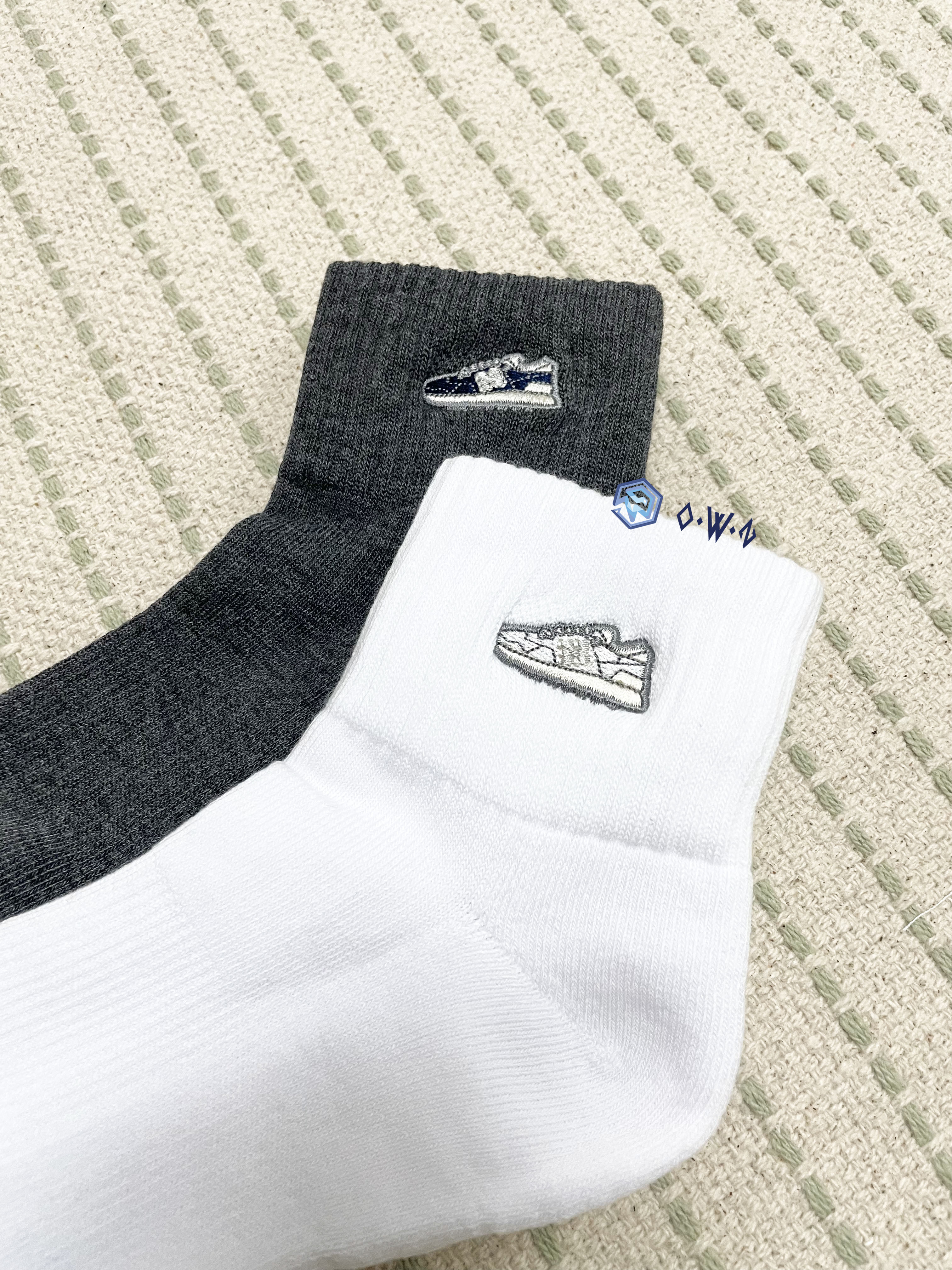【OWN】New Balance 造型 短襪 休閒 透氣 棉質 男女 兩雙一組 灰色 白色 LAS40011AS1
