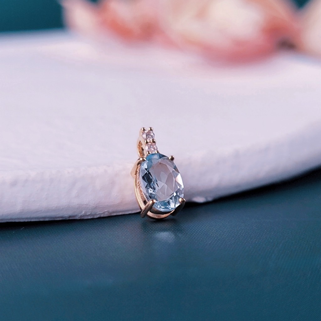 【me.luxe】K18香水海藍寶/藍寶/紅寶-鑽石2分吊墜/宮廷蕾絲海藍寶吊墜(不含鍊)