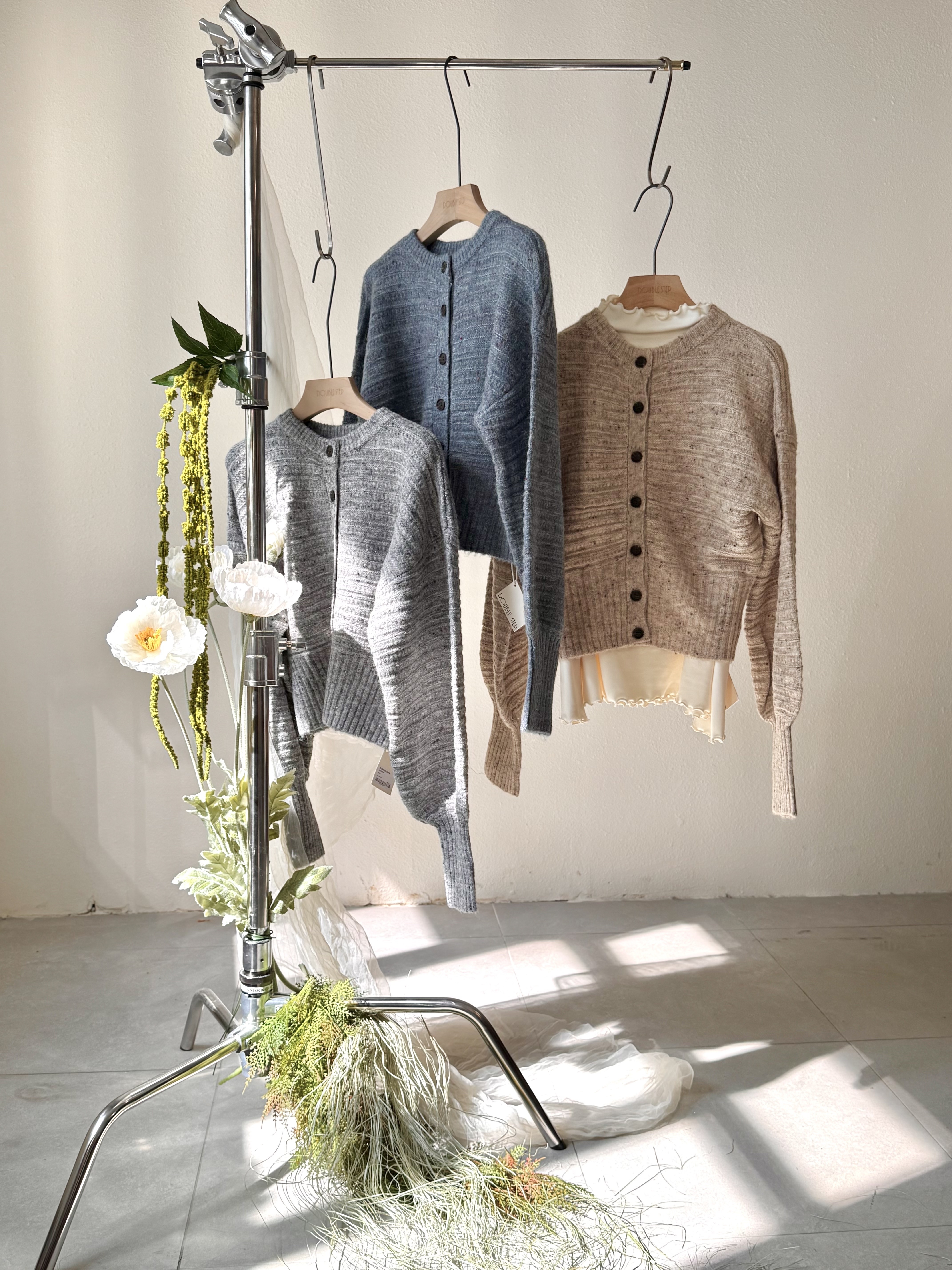 雪花點橫紋針織外套 - JK44394