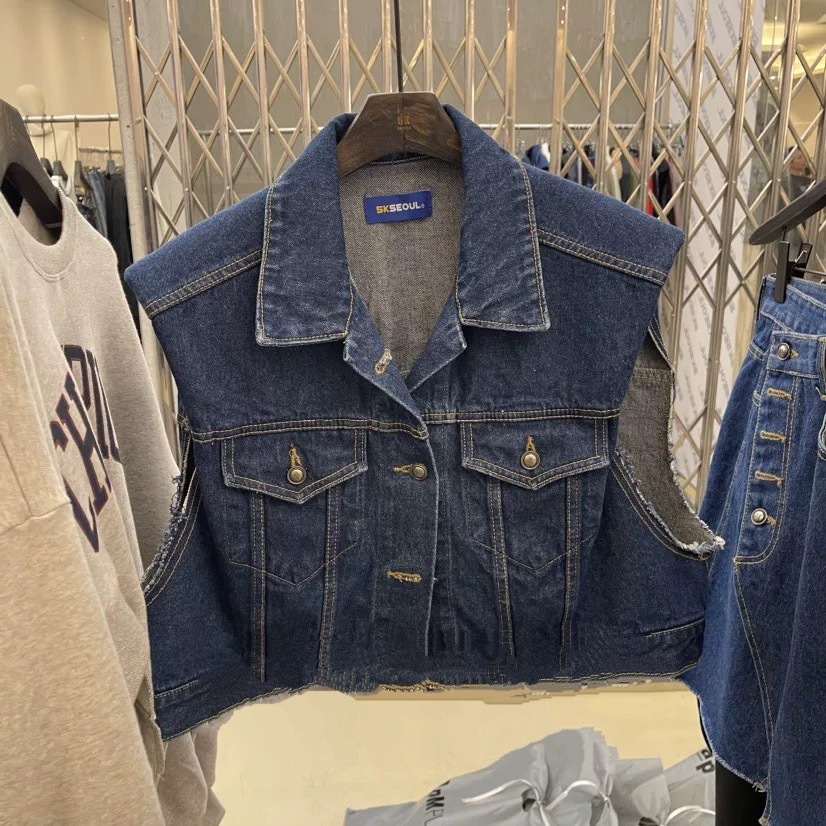5K SEOUL 韓國新品 短版硬挺牛仔馬夾外套
