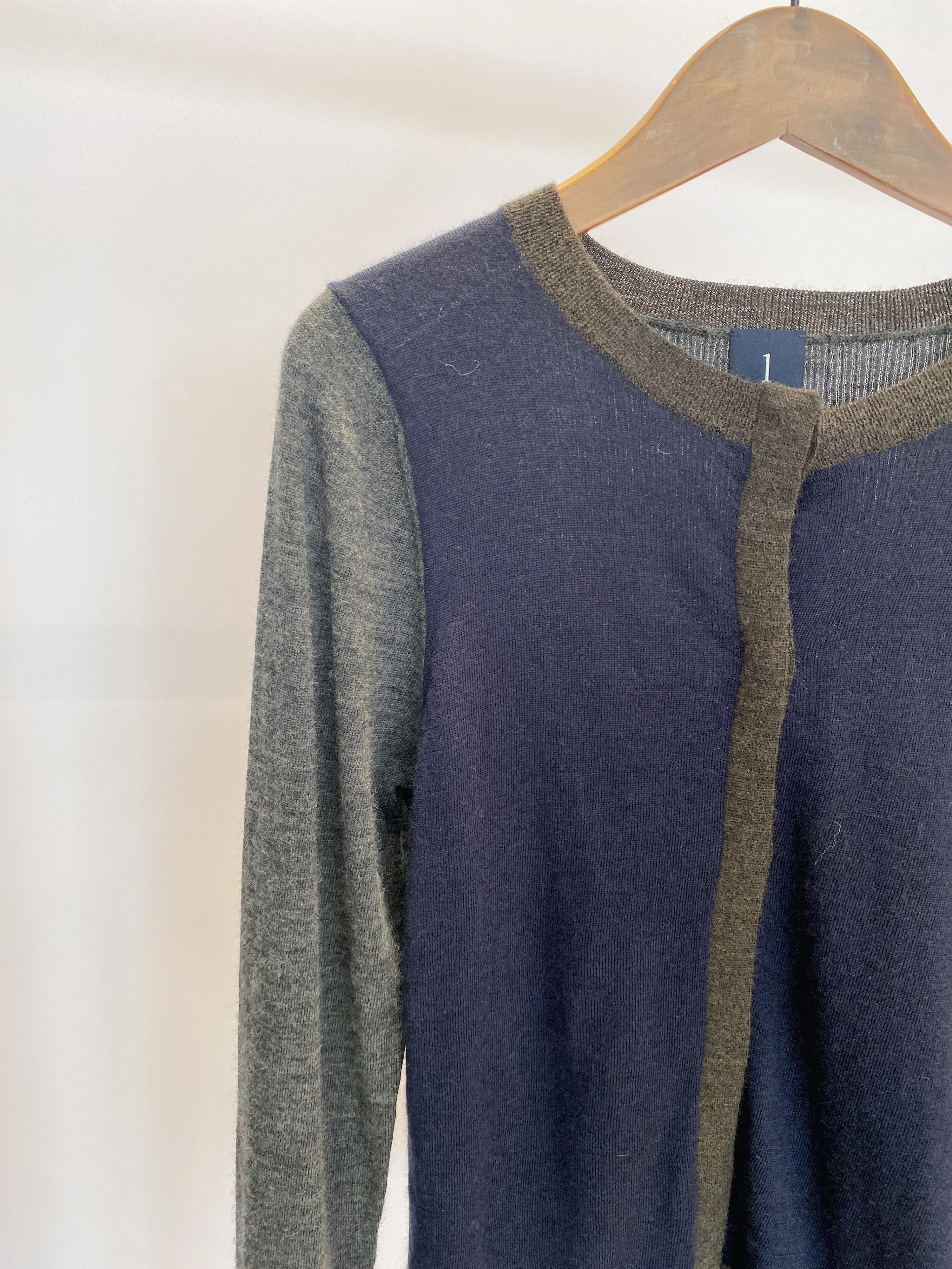 三拼色針織外套