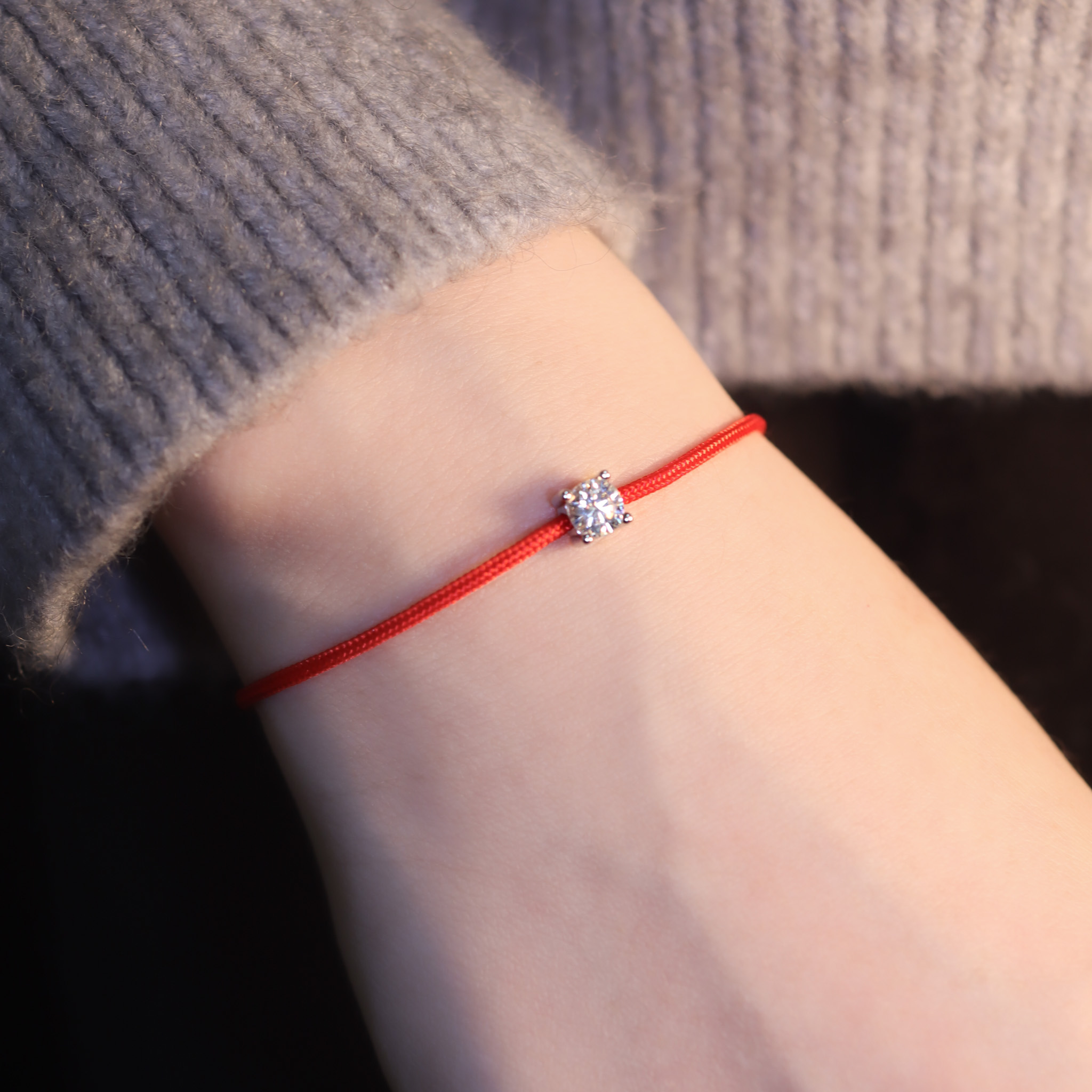 | 925純銀・ 白金 ・莫桑石 | 方糖鑽光手繩 | BR1255 |