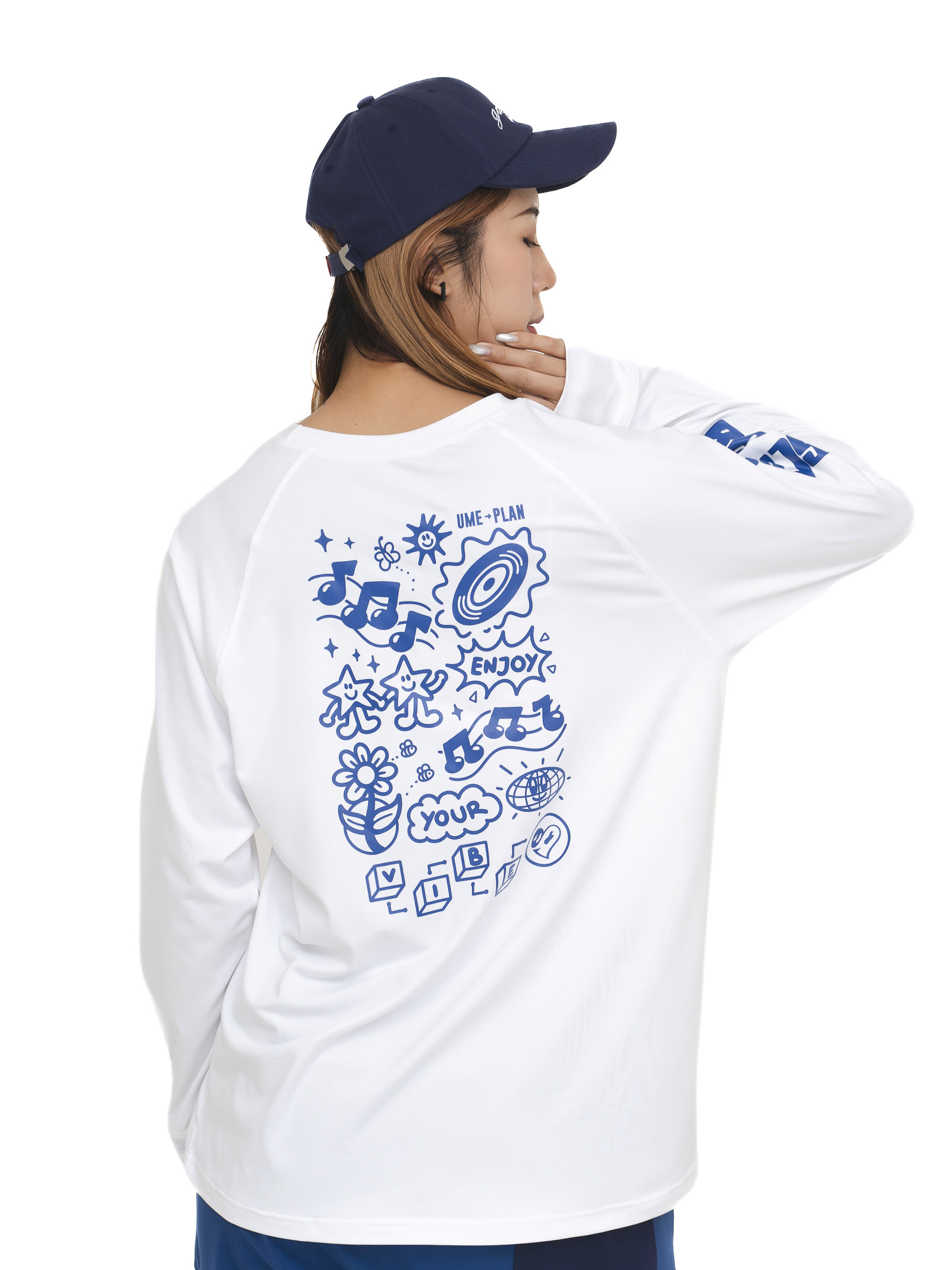 拉克蘭長袖圓領T 白 S0029W