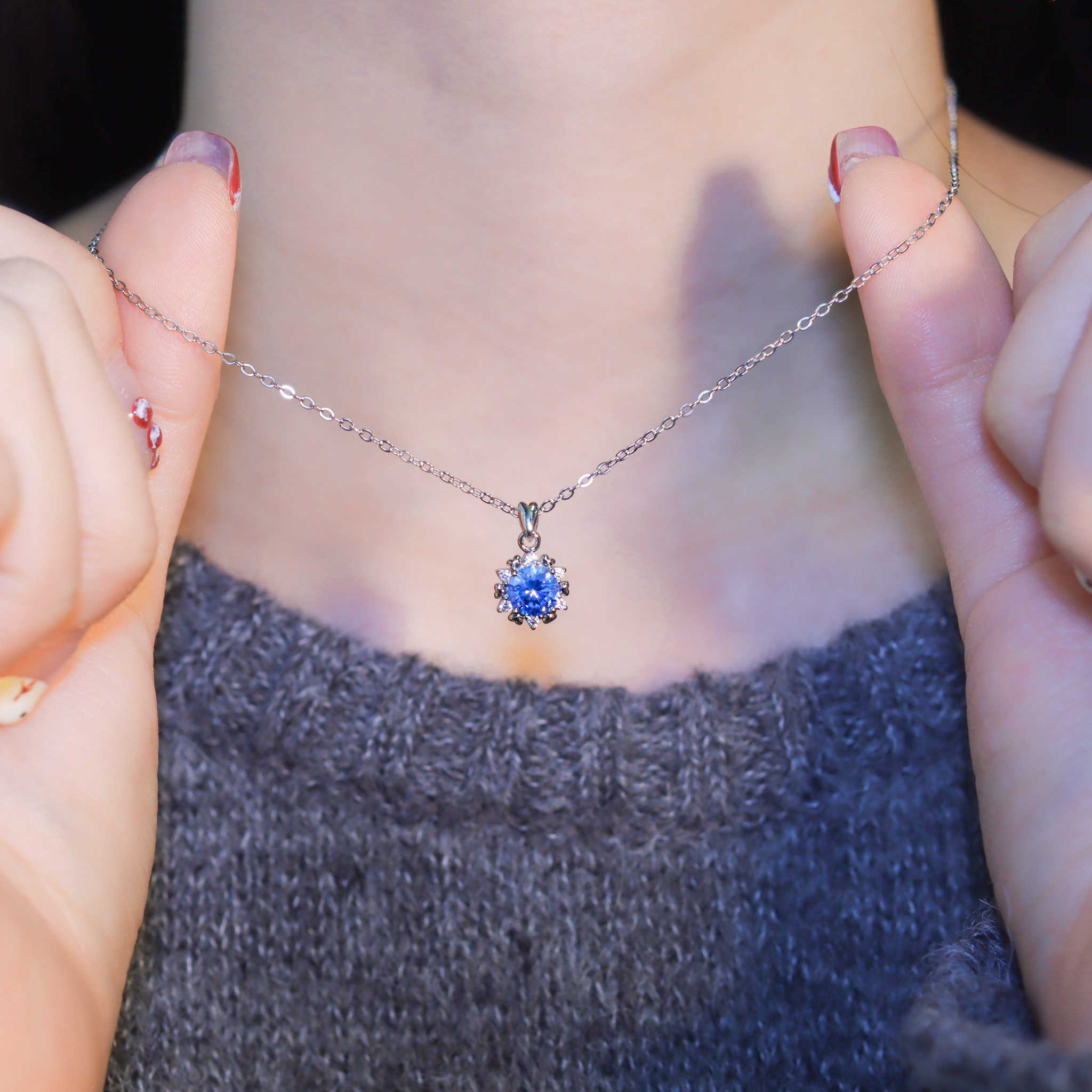 | 925純銀・厚鍍白金 | 愛意精靈項鍊（白色/藍色） | NE1299 |