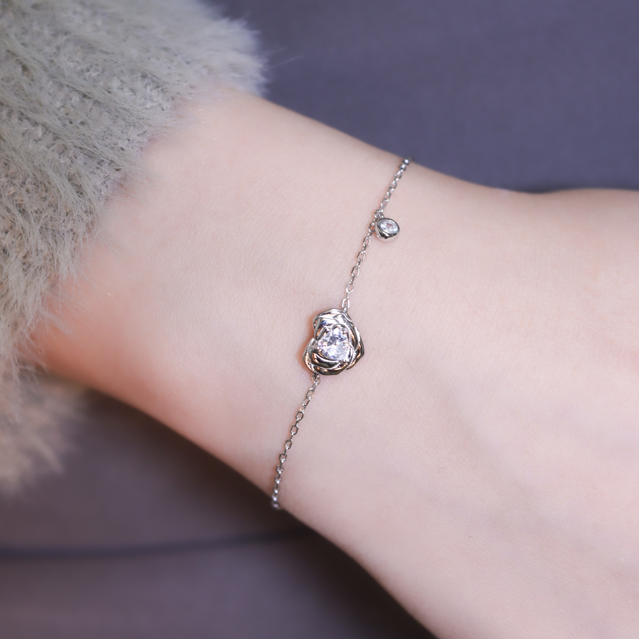 | 925純銀・白金 | 漫玫瑰心事手鏈 | BR1237 |