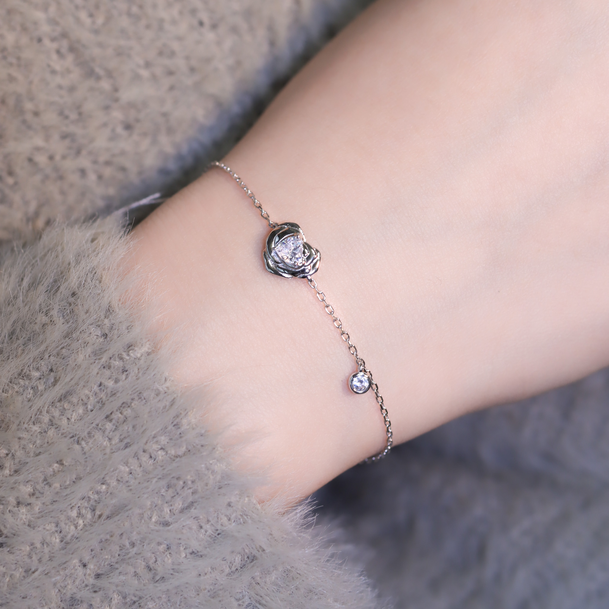 | 925純銀・白金 | 漫玫瑰心事手鏈 | BR1237 |