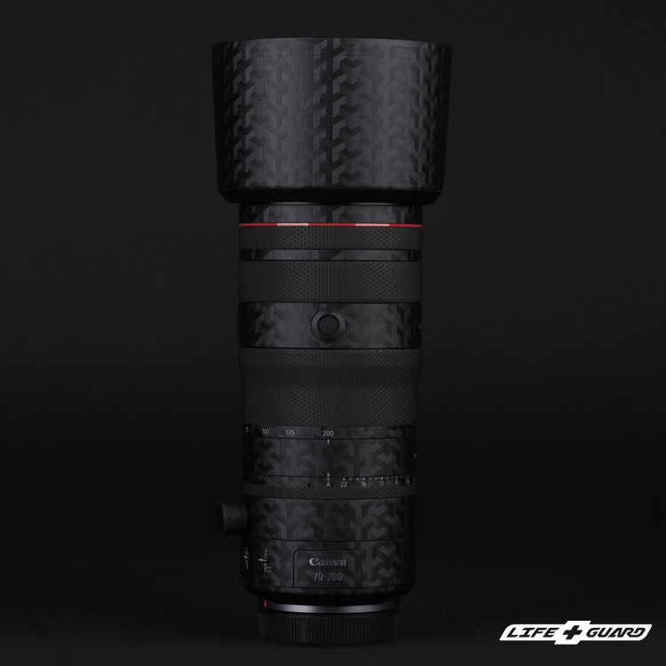 LIFE+GUARD 鏡頭貼膜正面安裝示意，適用 Canon RF 70-200mm F2.8 L IS USM Z