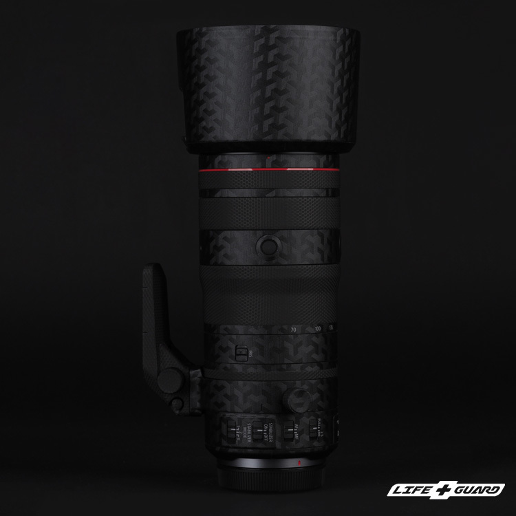 LIFE+GUARD 鏡頭貼膜側面安裝示意，適用 Canon RF 70-200mm F2.8 L IS USM Z