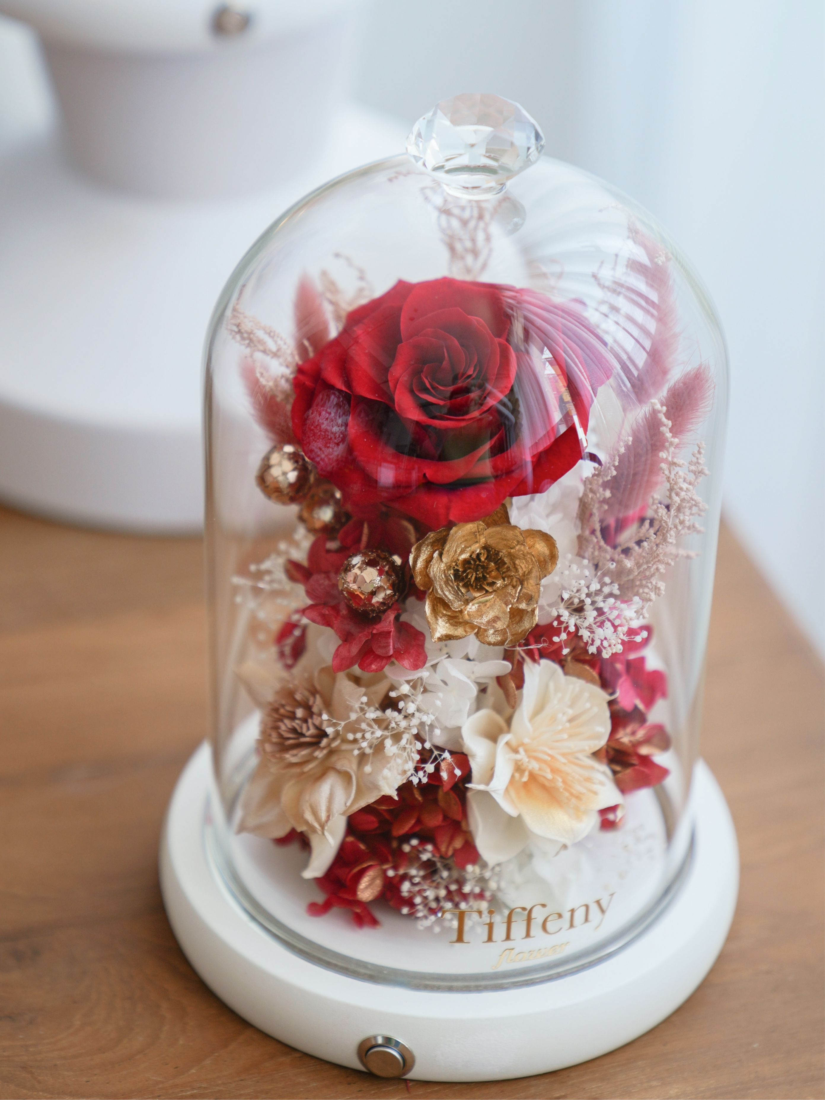 金鑽馬卡龍 永生花玻璃罩