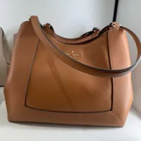 [S] KATE SPADE KH435 LENA PEBBLED LEATHER TRIPLE COMP SHOULDER BAG,WARM GINGE, 196021504419 (SKS1599)