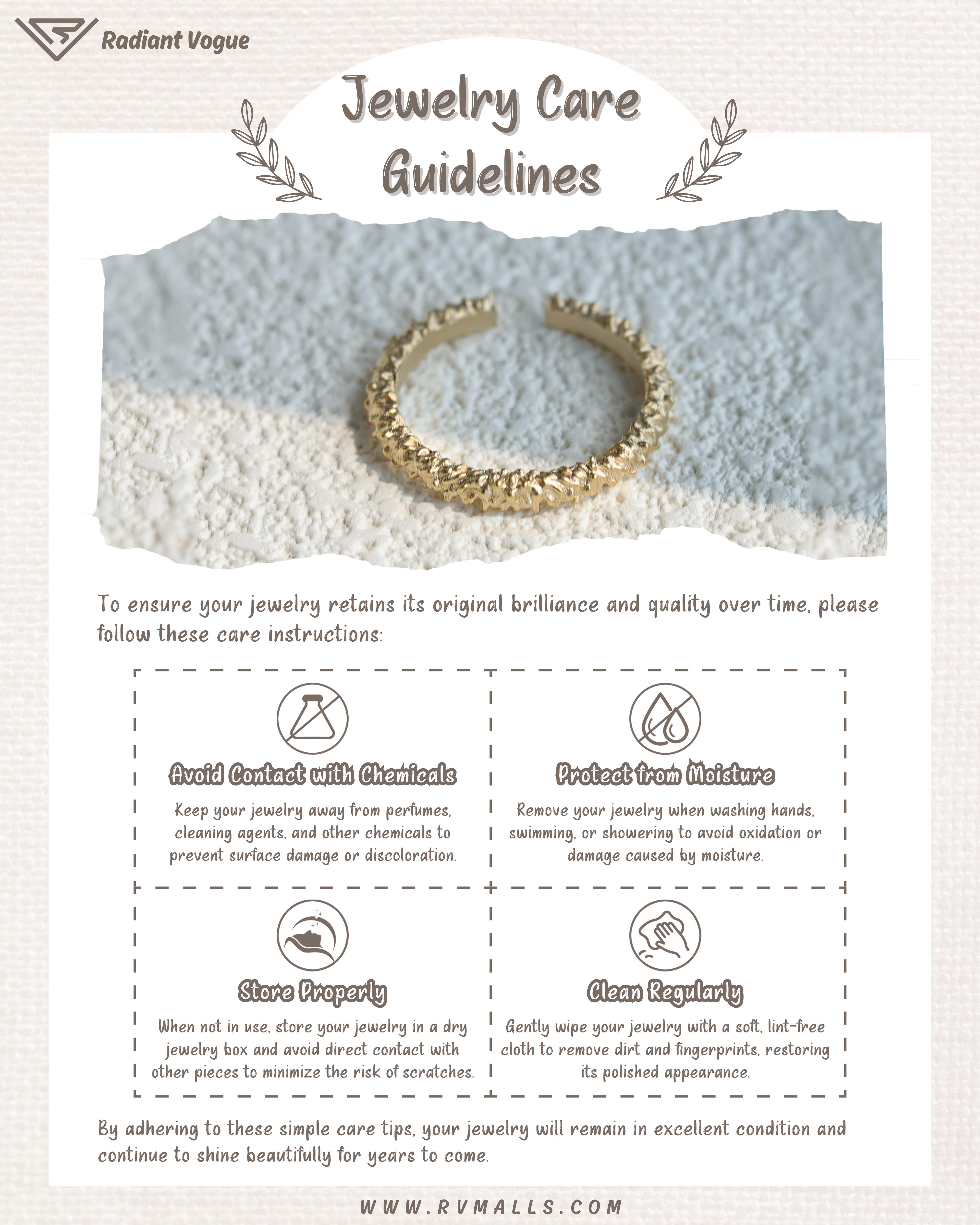 避免化學物質與濕氣, 妥善存放並定期清潔, 保持戒指長久亮麗如新。