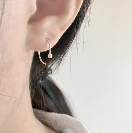 │簡約│C型水滴 • 純銀耳環
