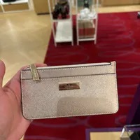 [S] KATE SPADE KI986 KENZIE LIMITED METALLIC SAFFIA LARGE SLIM CARDHOLDER,ROSE GOLD, 196021554223 (SKS1601)