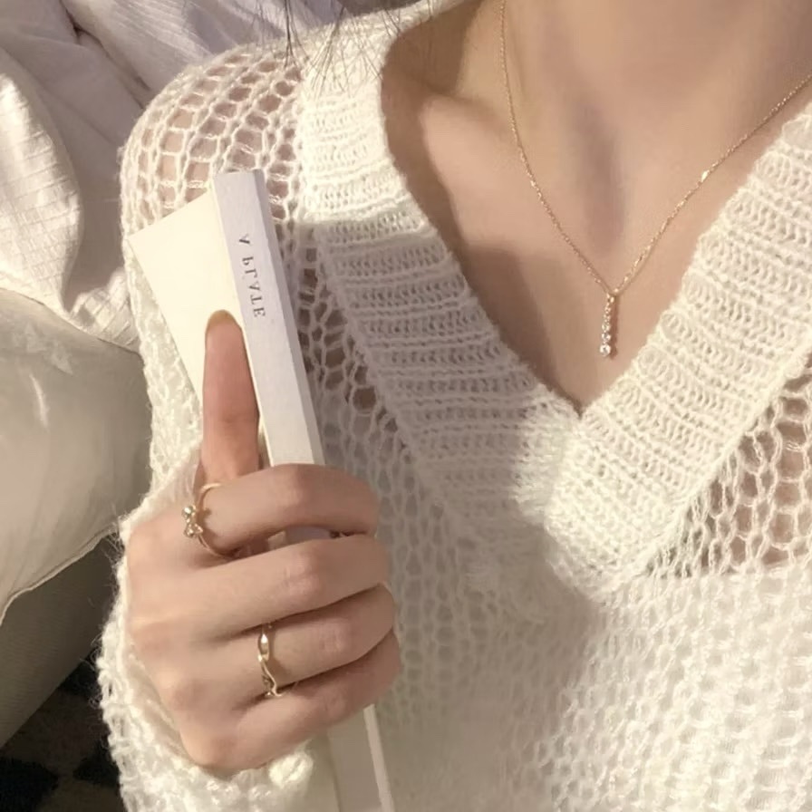 一字輕奢浪漫淡金排鑽”鋯石項鍊/現貨1