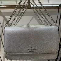 [S] KATE SPADE KI928 MADISON METALLIC SAFFIA LAP CROSSBODY,LUNAR LIGHT, 196021554186 (SKS1603)