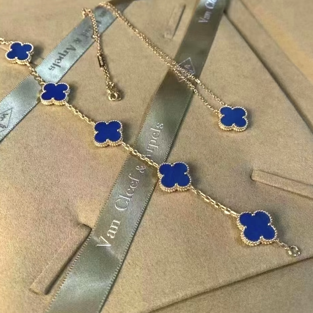 18k藍瑪瑙全五花四葉草”高奢定製手鍊