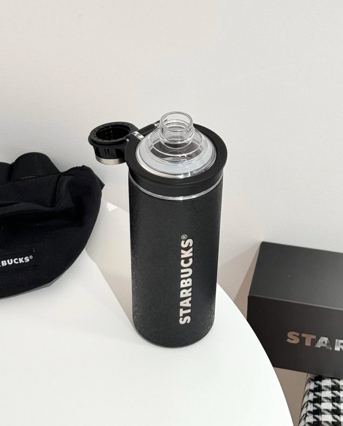 STARBUCKS 星巴克 碎石黑銀 不鏽鋼 保溫杯 手提