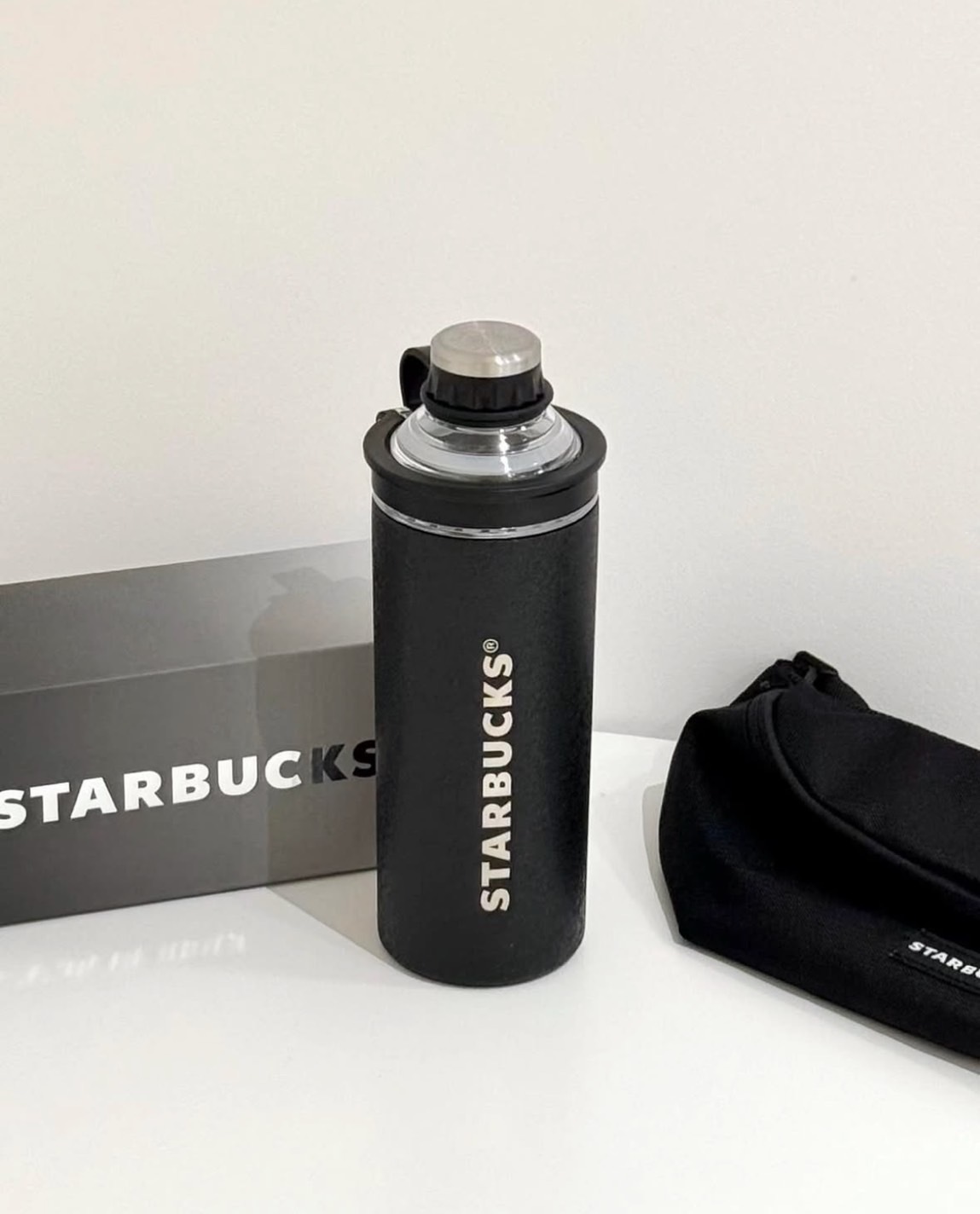 STARBUCKS 星巴克 碎石黑銀 不鏽鋼 保溫杯 手提