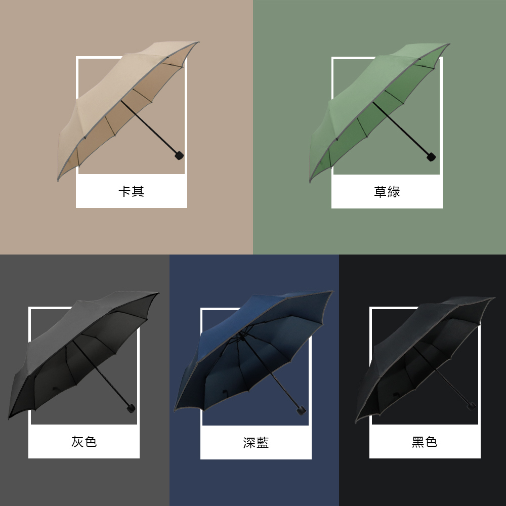 輕鋁折疊抗風素傘,百搭經典五款顏色 卡其|草綠|灰色|深藍|黑色