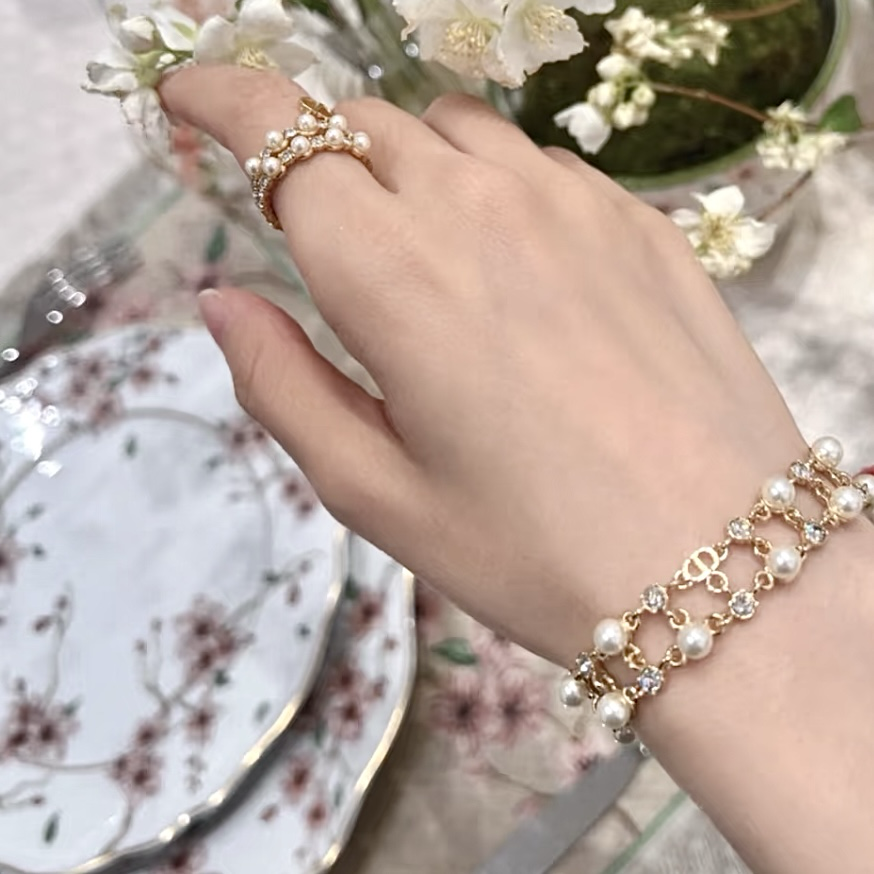 CD蕾絲珍珠鑽”18k雙層高奢定製手鍊