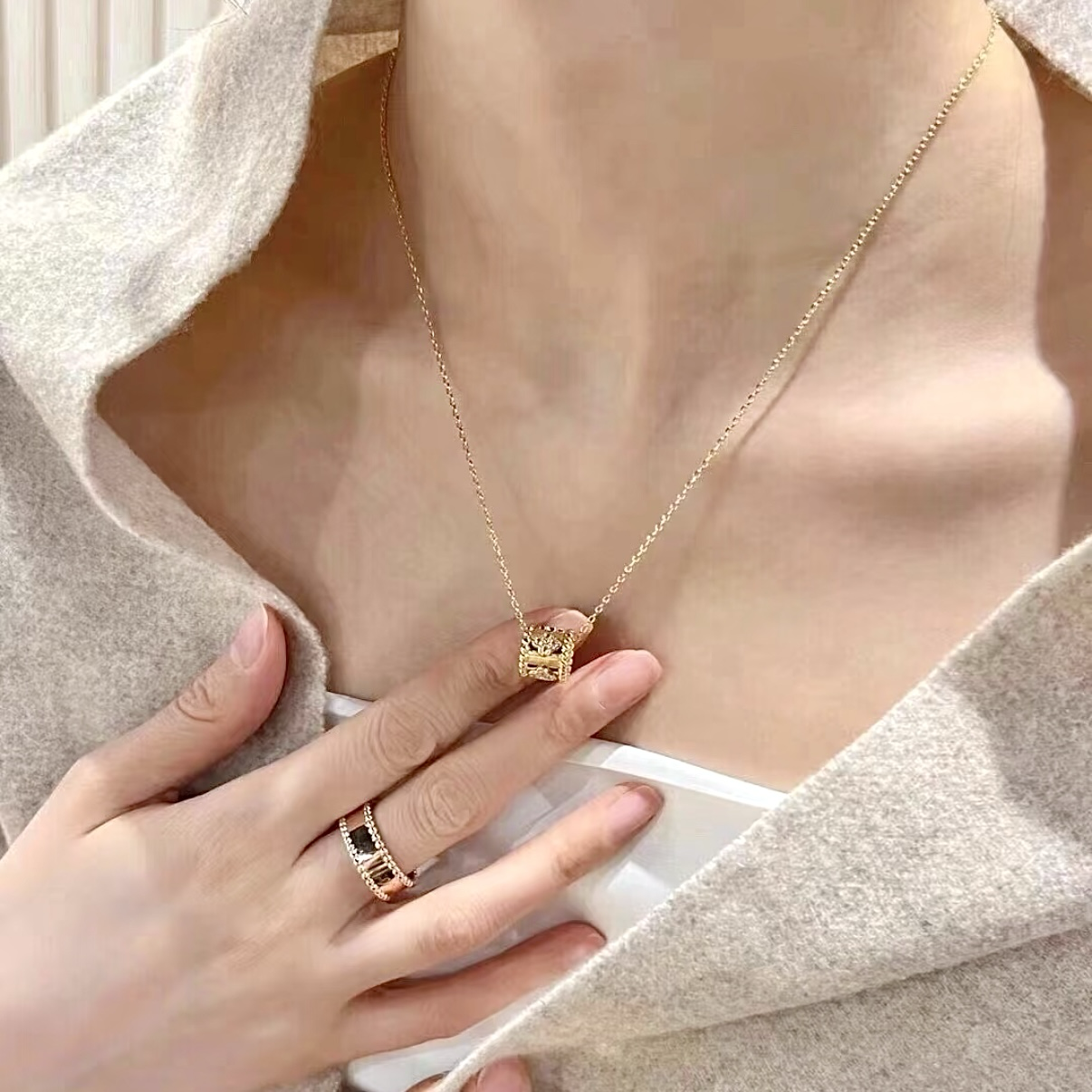 18k va”四葉草滿鑽萬花筒高奢定製項鍊