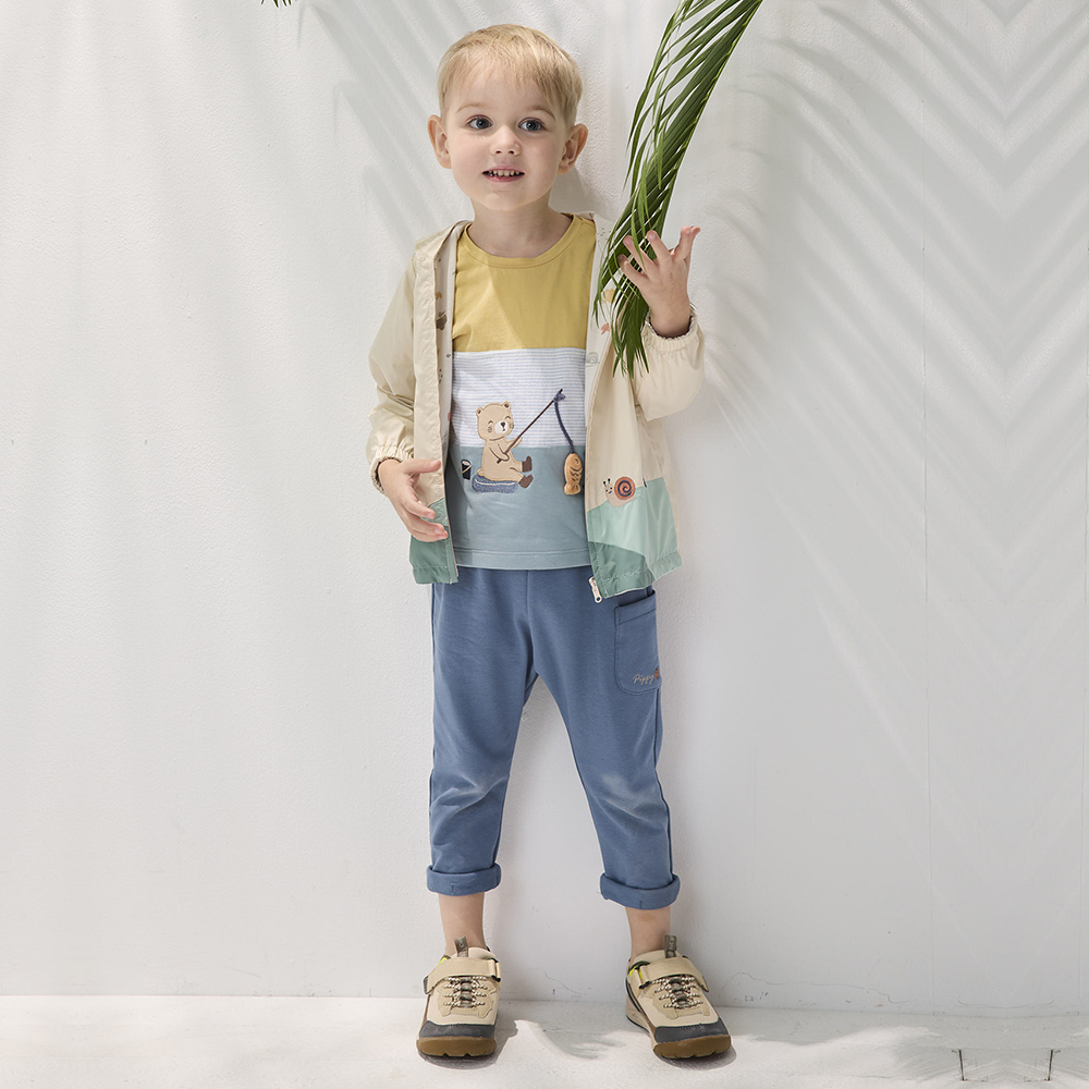 PIPPY可愛小蝸牛鬆緊褲圍棉質長褲  藍