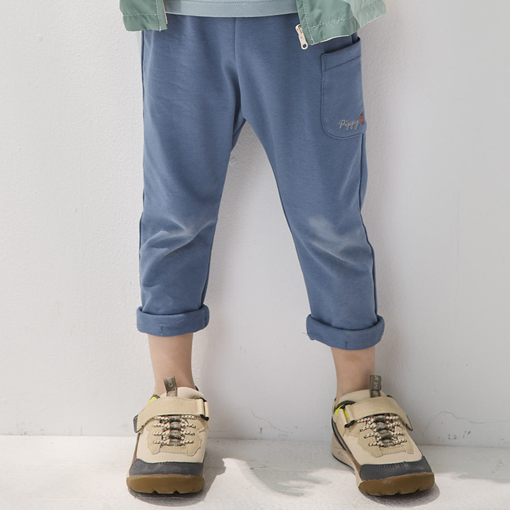 PIPPY可愛小蝸牛鬆緊褲圍棉質長褲  藍