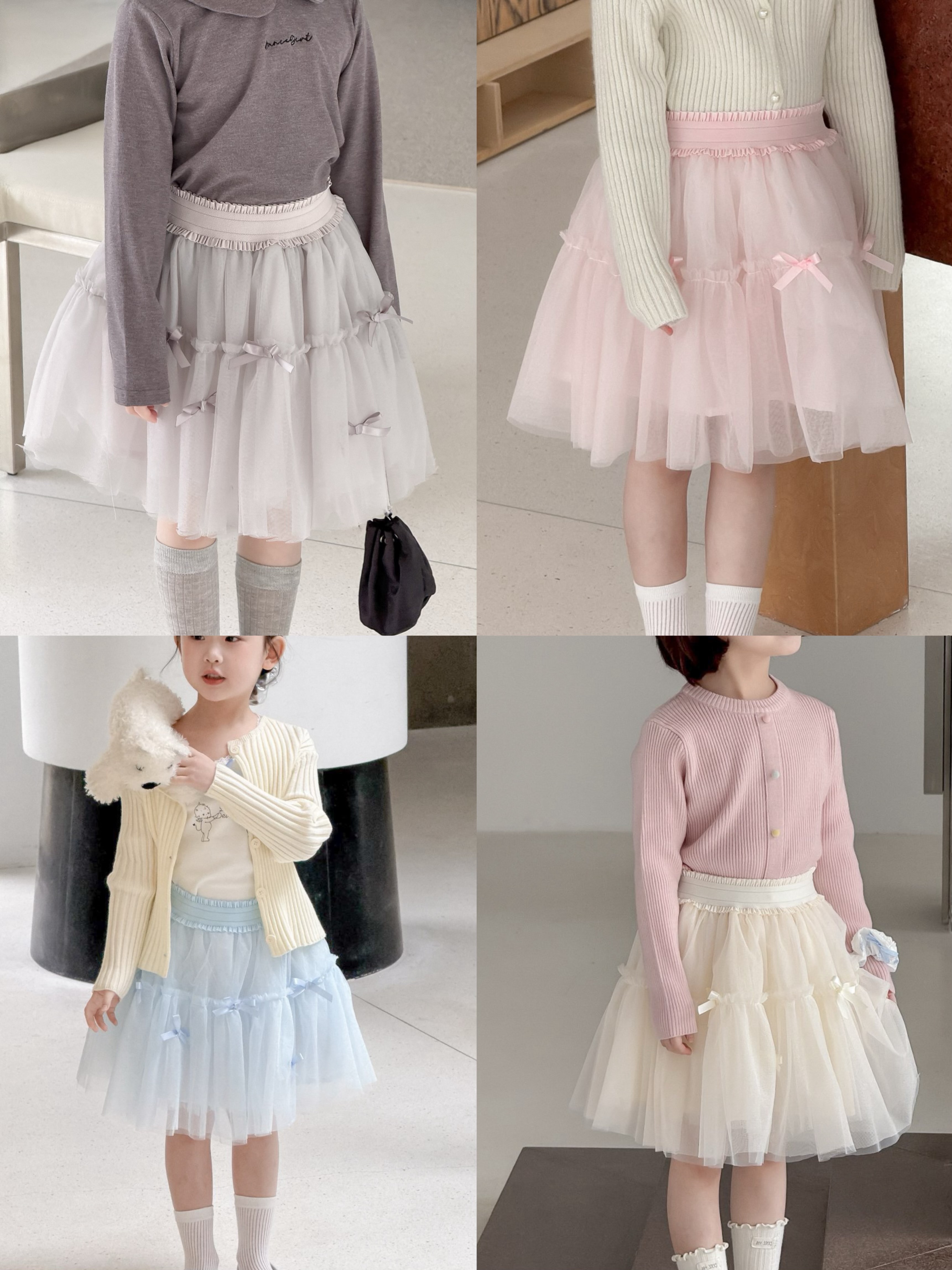 四色蝴蝶結紗裙