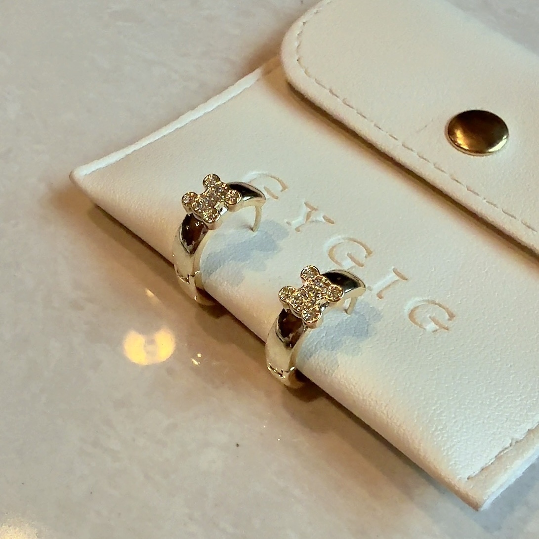 14k低奢金鑽凱旋門”重磅耳釦釘款/現貨1