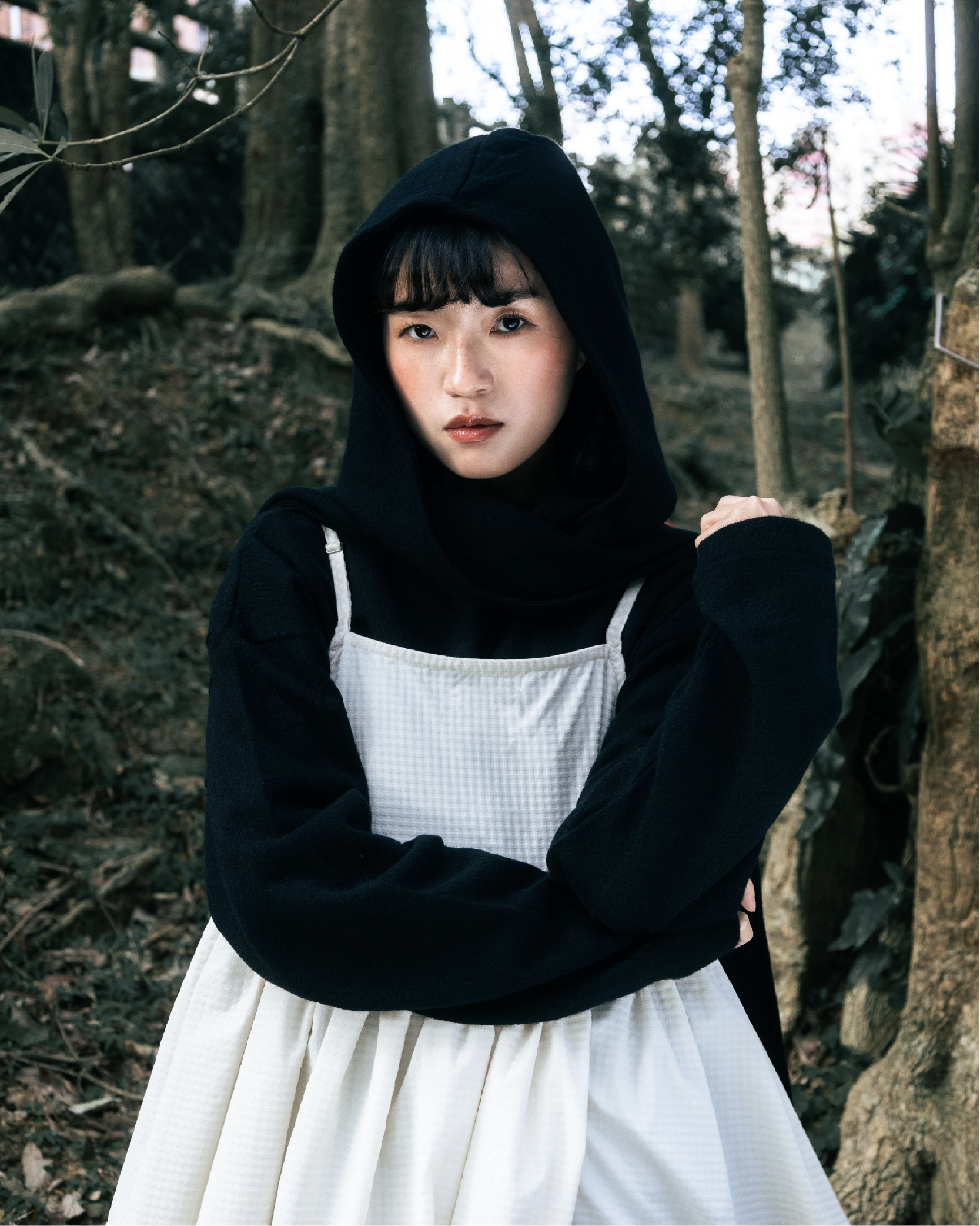 【 Kiki.co made 】wool hooded scarf - black