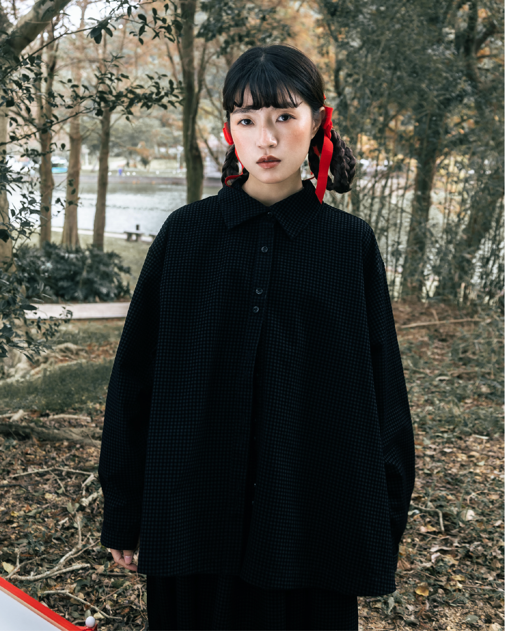 【 Kiki.co made 】shadow plaid shirt - black