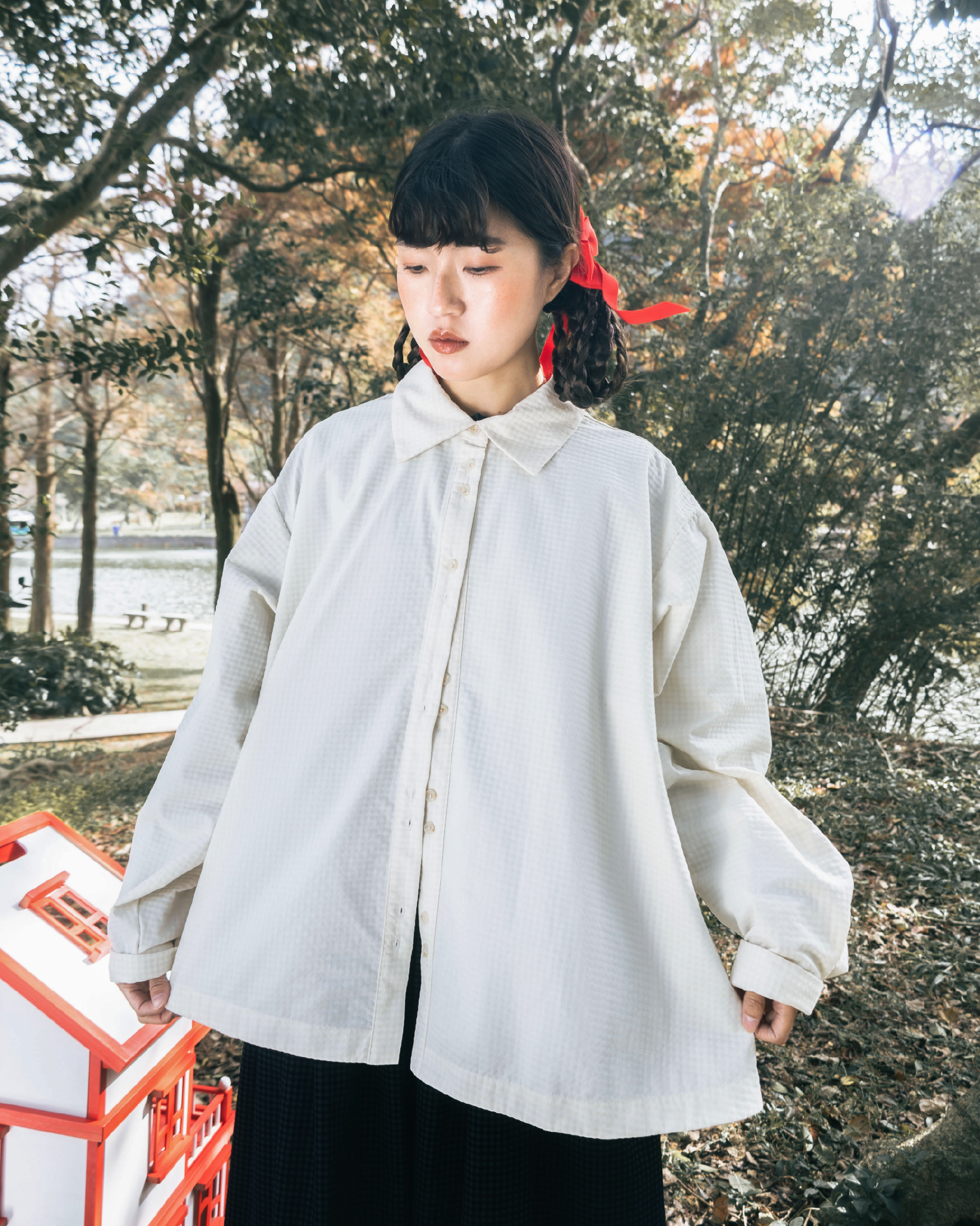 【 Kiki.co made 】shadow plaid shirt - ivory