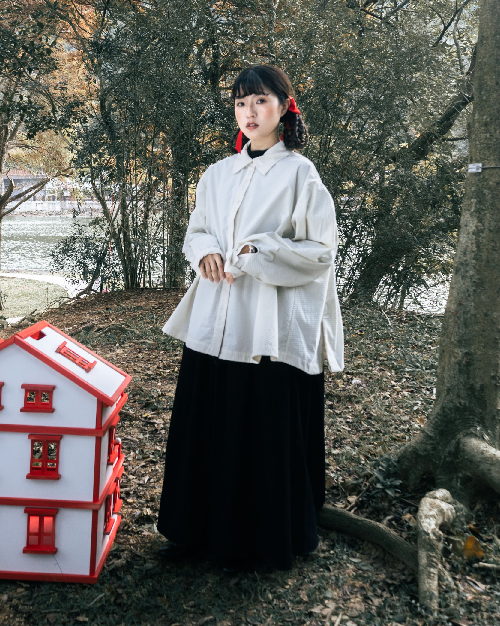 【 Kiki.co made 】shadow plaid shirt - ivory