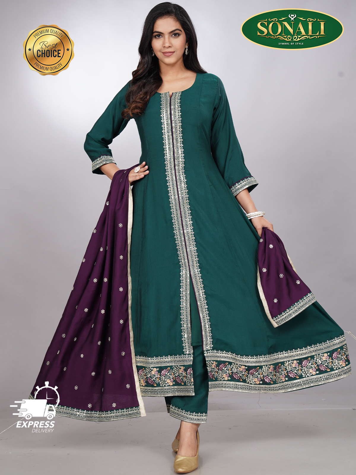 [READY STOCK] Sonali Premier Quality Women's Punjabi Suits / Women's Kurti Set Indian Tradition Women's Set - Q1921