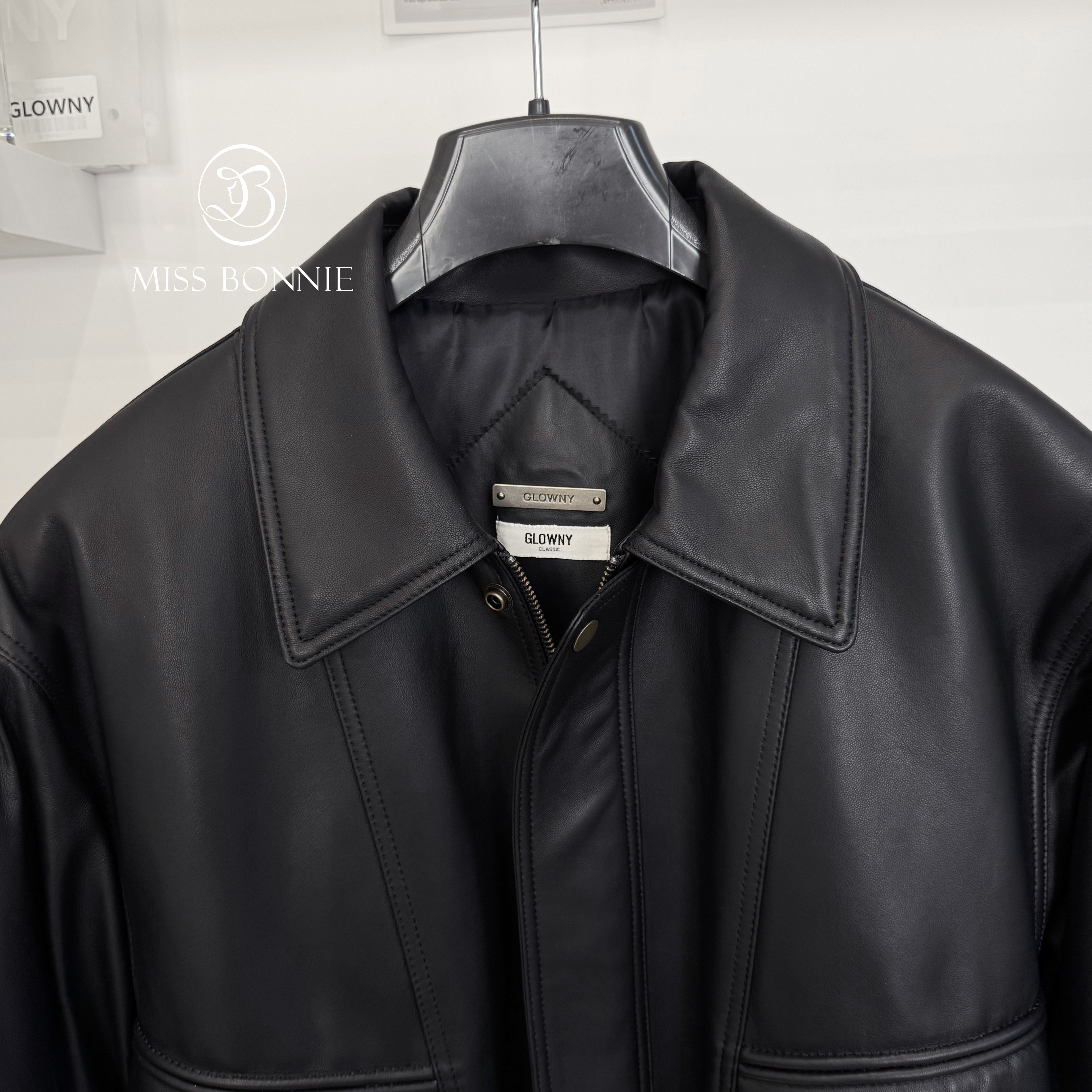 GLOWNY雙口袋羊皮外套(黑)