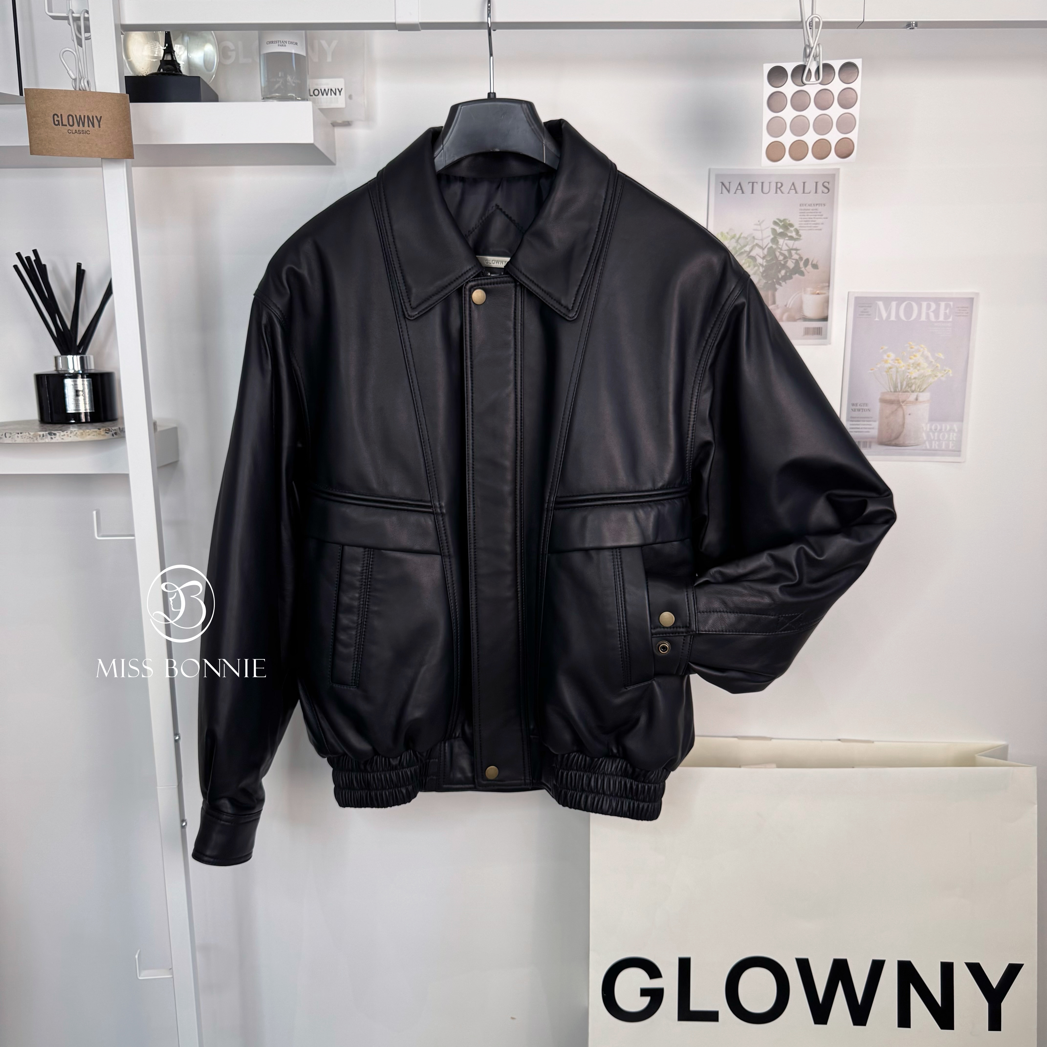 GLOWNY雙口袋羊皮外套(黑)